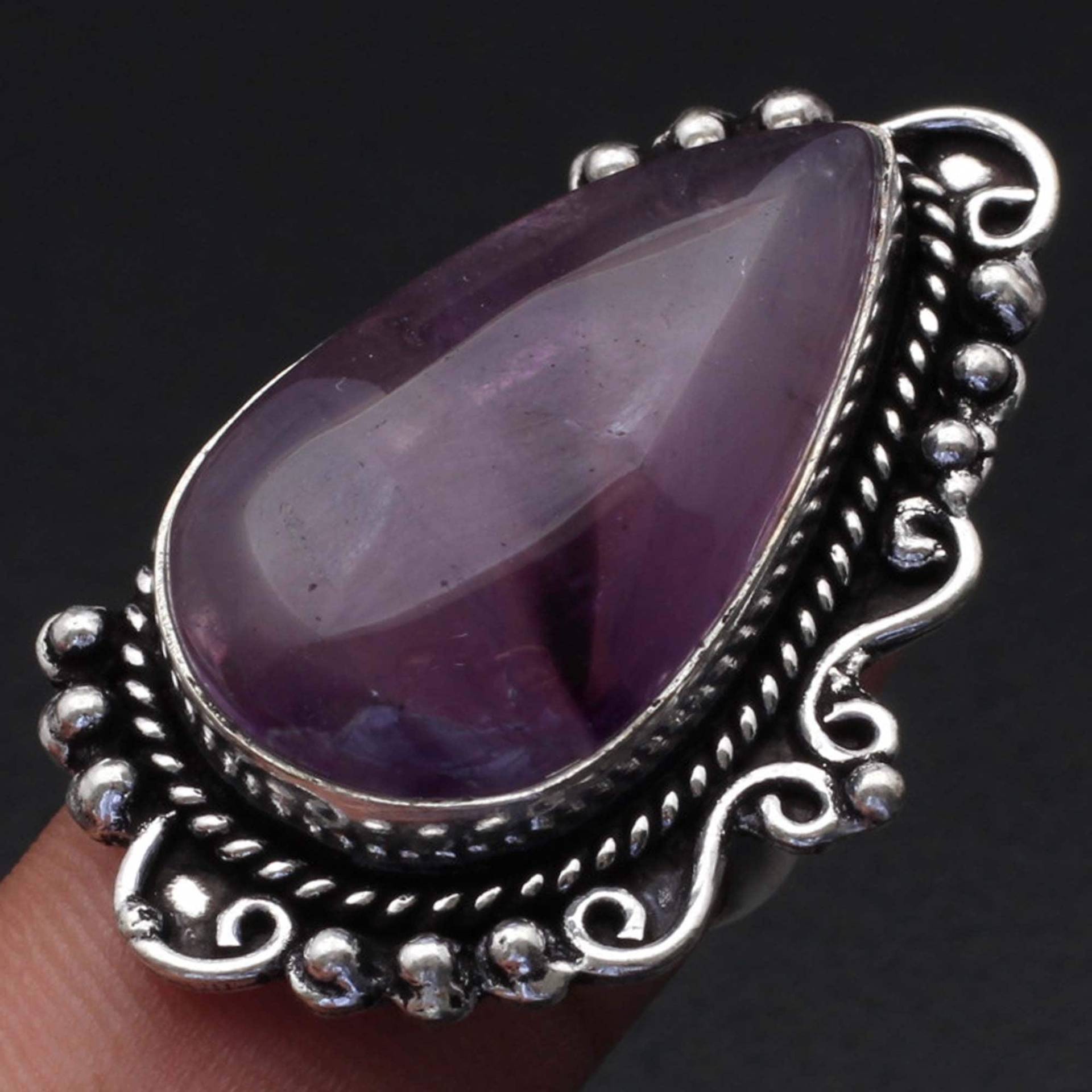 Amethyst Ring, Schmuck Ring Natur Edelstein Antik Stil Sterling Versilbert Mädchen Für Geschenk Sie Xy509 von MadonnaJewellery