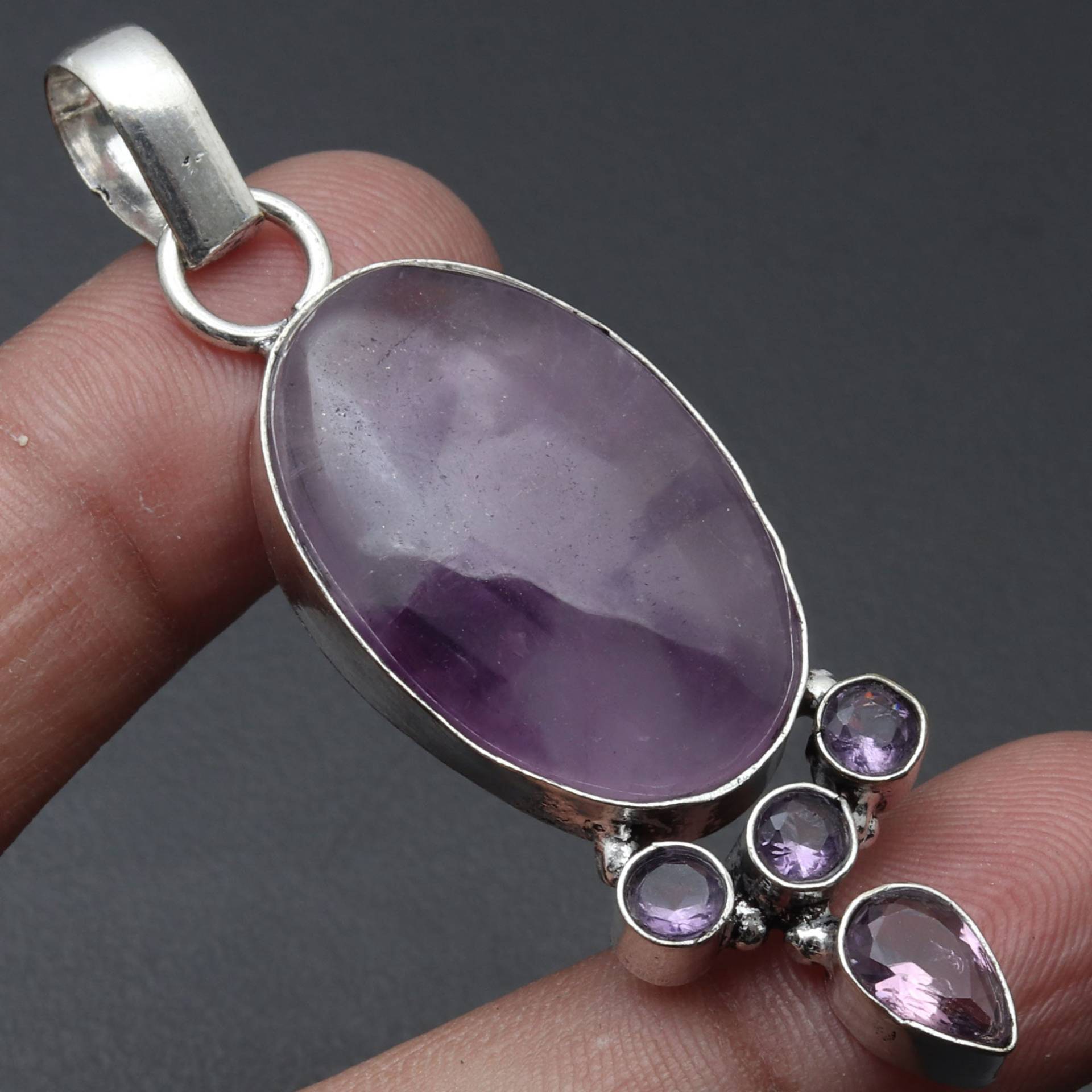 Amethyst Spitze Quarz Anhänger, Edelstein Schmuck Anhänger Geschenk Für Sie Sterling Versilbert von MadonnaJewellery