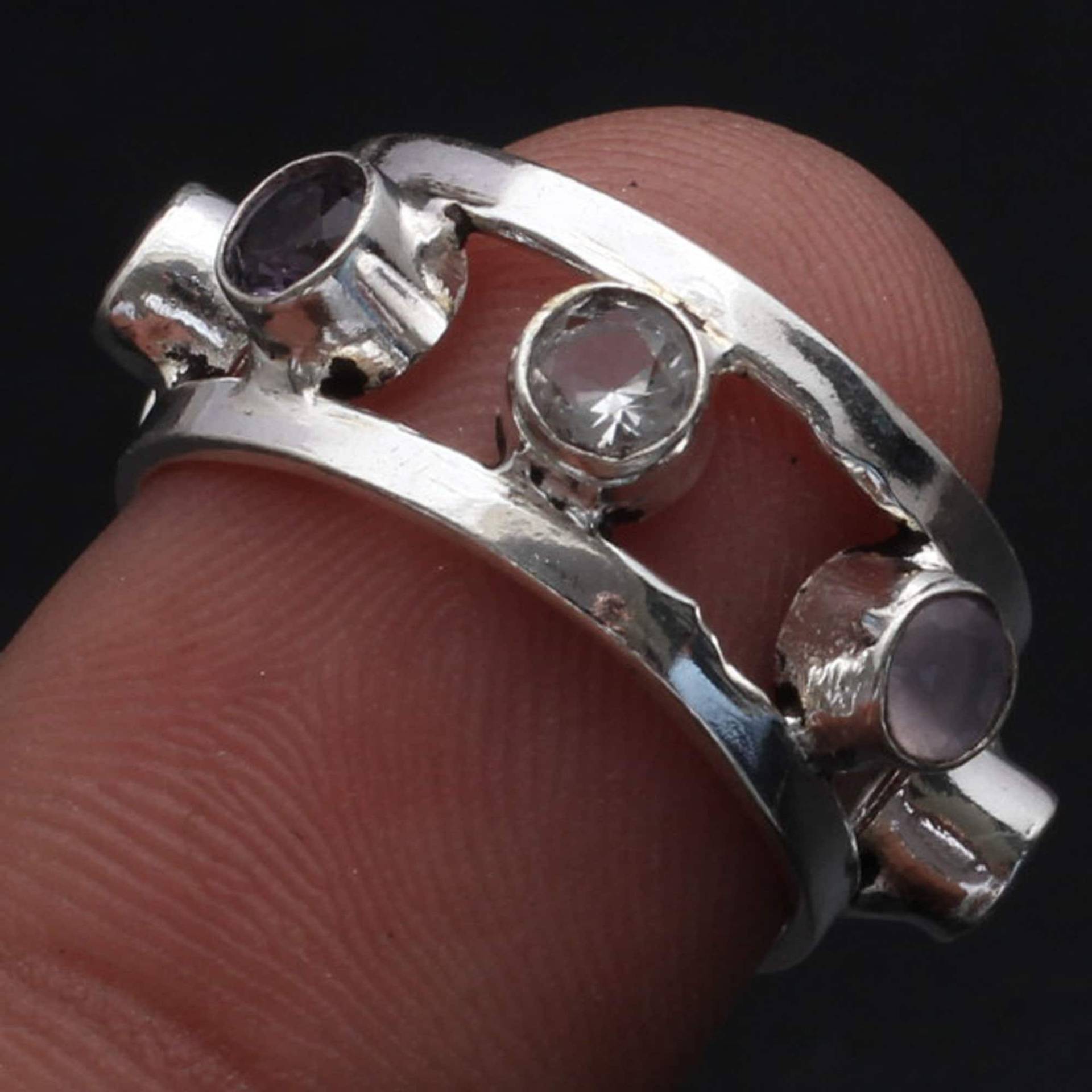 Bergkristall Amethyst Ring Frau Edelstein Schmuck Geschenk Für Mädchen Sterling Versilbert Sie Xy1959 von MadonnaJewellery