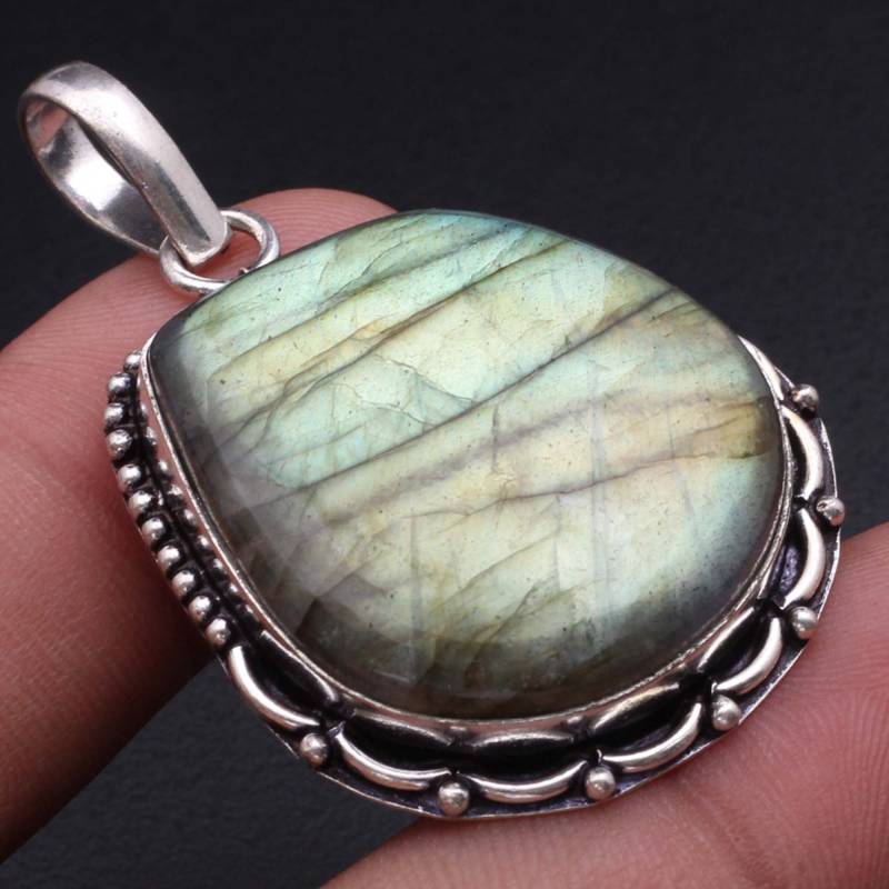 Blau Feuer Labradorit Anhänger, Edelstein Schmuck Frau Anhänger Geschenk Für Sie Sterling Silber Überzogene Mädchen Xy1670 von MadonnaJewellery