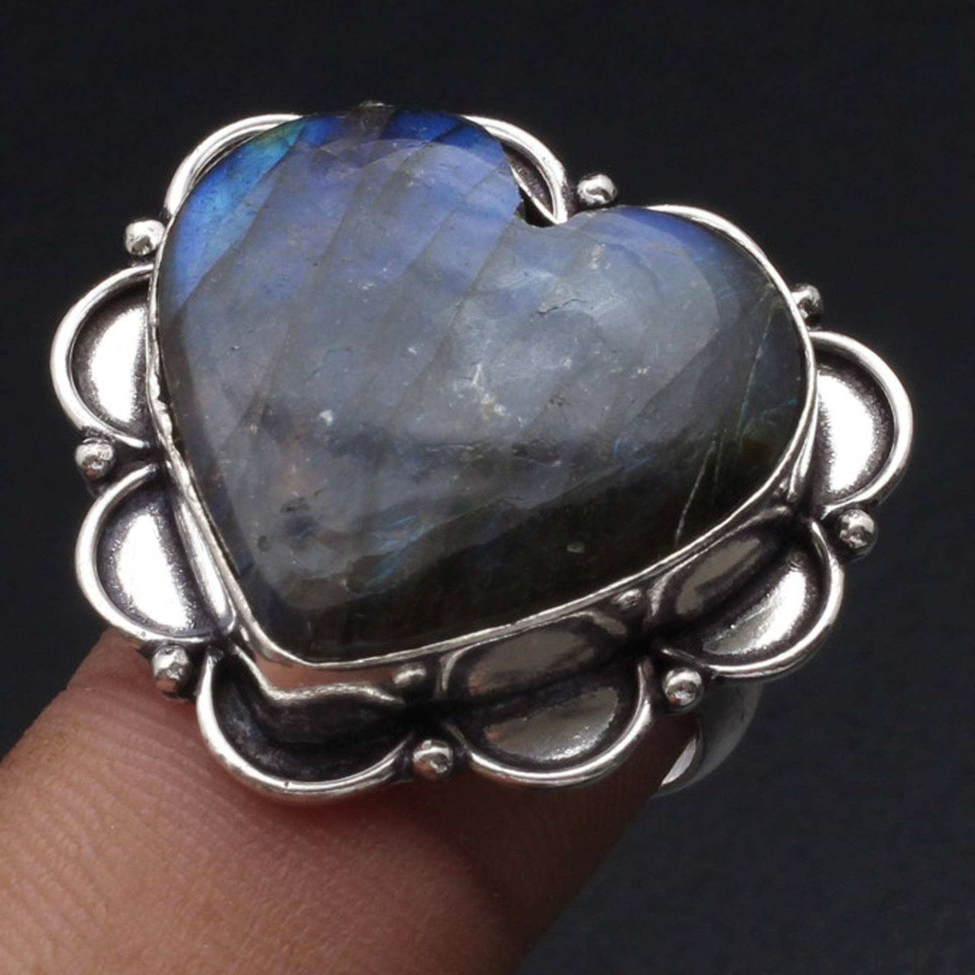 Blauer Feuer Labradorit Ring Frau Edelstein Antik Schmuck Geschenk Für Mädchen Sterling Versilbert Sie Xy1355 von MadonnaJewellery