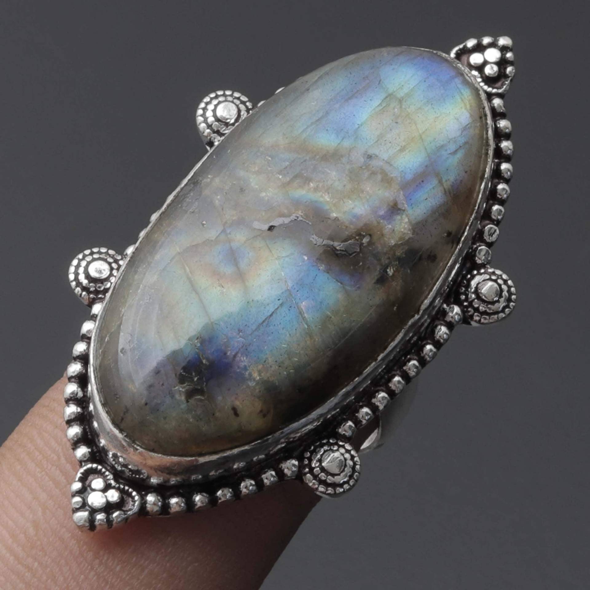 Blauer Feuer Labradorit Ring Frau Edelstein Antik Schmuck Geschenk Für Mädchen Sterling Versilbert Sie Xy2268 von MadonnaJewellery