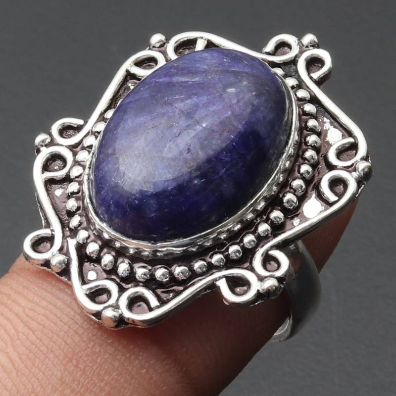 Blauer Saphir Ring Unikat Stil Edelstein Schmuck Geschenk Für Mädchen Sterling Versilbert Sie von MadonnaJewellery