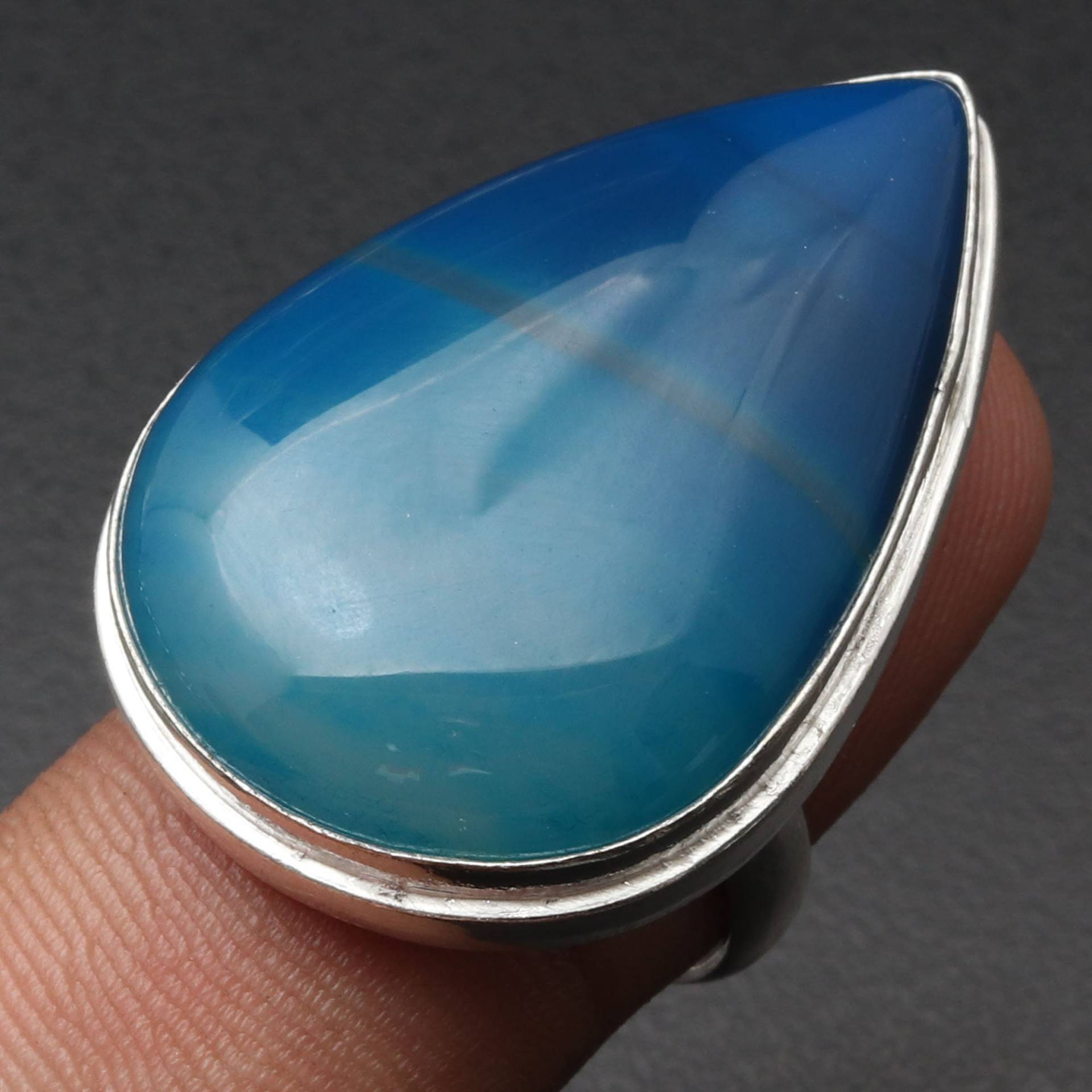 Blauer Spitzen Onyx Ring Frau Edelstein Schmuck Geschenk Für Mädchen Sterling Versilbert Sie von MadonnaJewellery