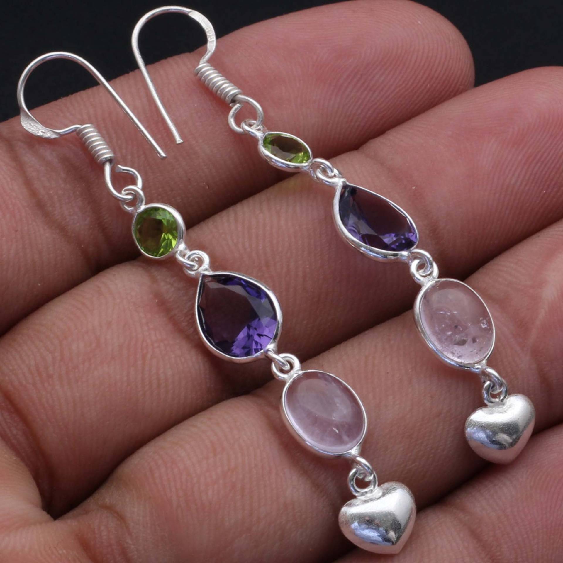 Blauquarz Amethyst Ohrringe Edelstein Mädchen Schmuck Geschenk Für Sie Sterling Versilbert Xy344 von MadonnaJewellery