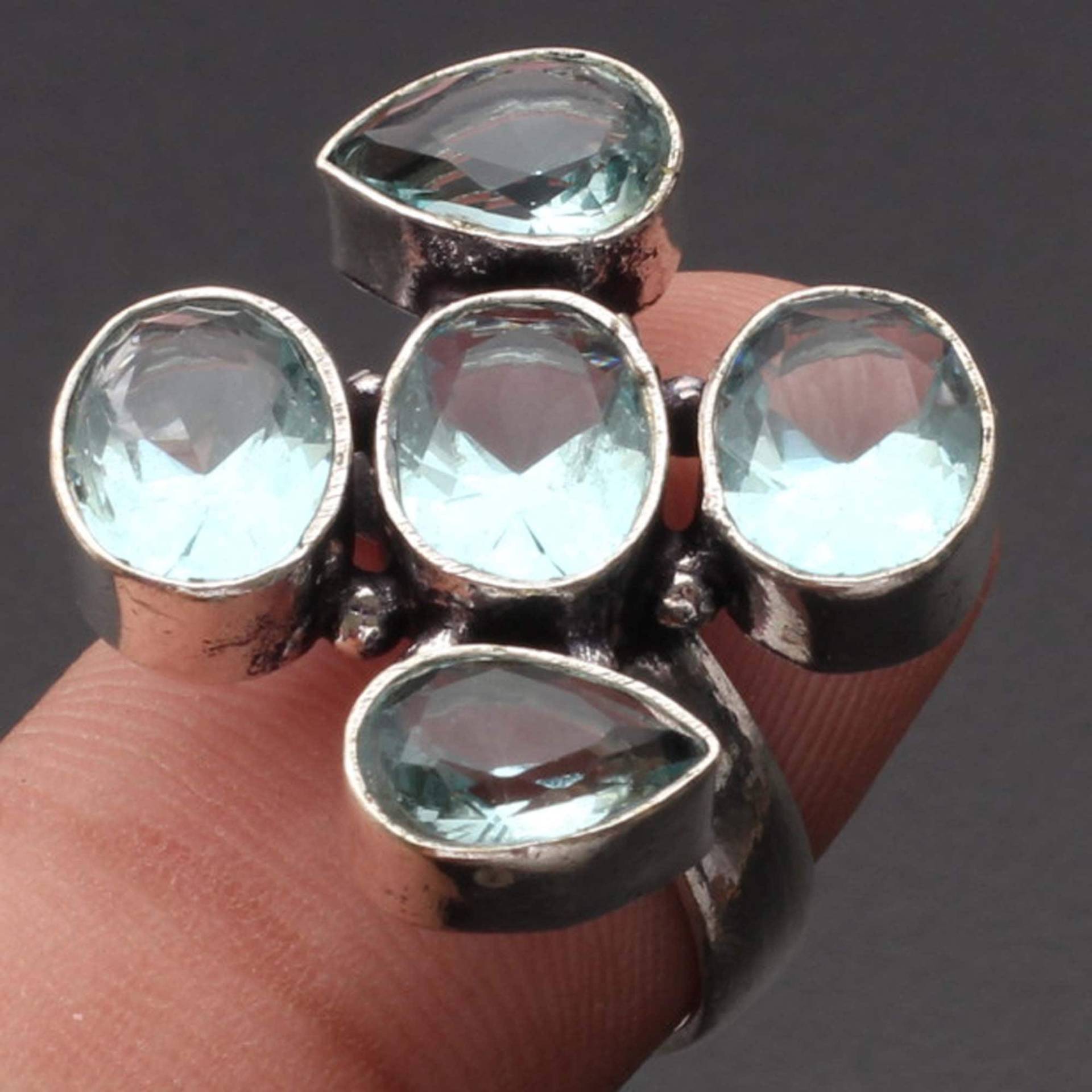 Blauquarz Edelstein Handgemacht Ring Geschenk Für Ihn 925 Sterling Versilbert Schmuck Sie Größe 8 Xy225 von MadonnaJewellery