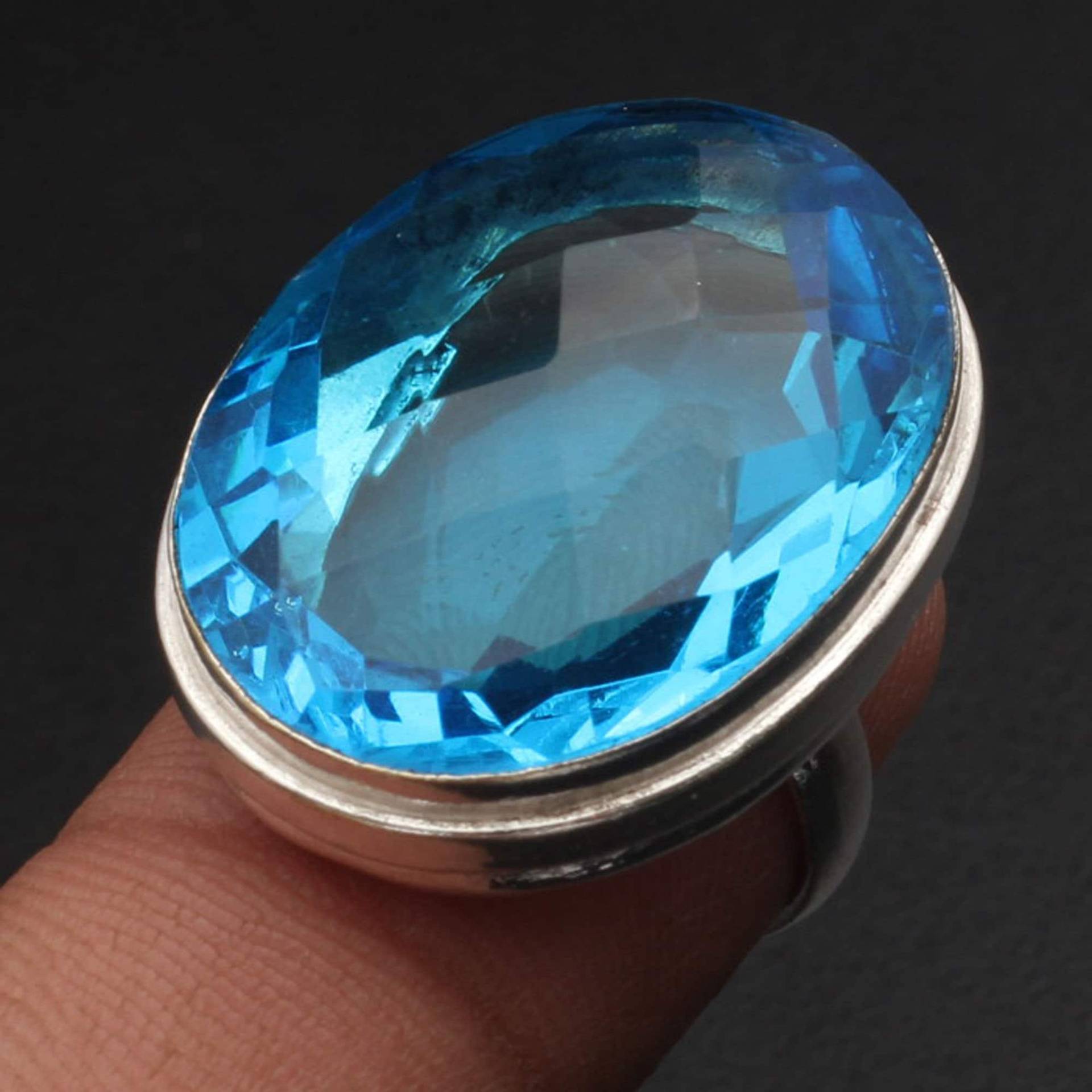 Blauquarz Ring Frau Edelstein Schmuck Geschenk Für Mädchen Sterling Versilbert Sie Xy1920 von MadonnaJewellery
