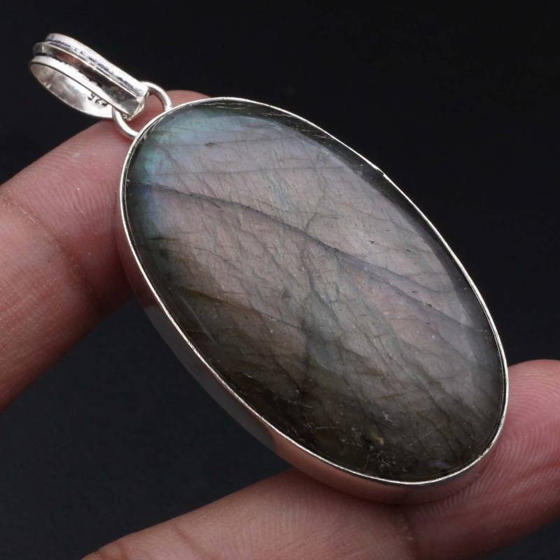 Blue Fire Labradorit Anhänger Edelstein Schmuck Halskette Geschenk Für Sie Sterlingsilber Überzogene Mädchen Xy2023 von MadonnaJewellery