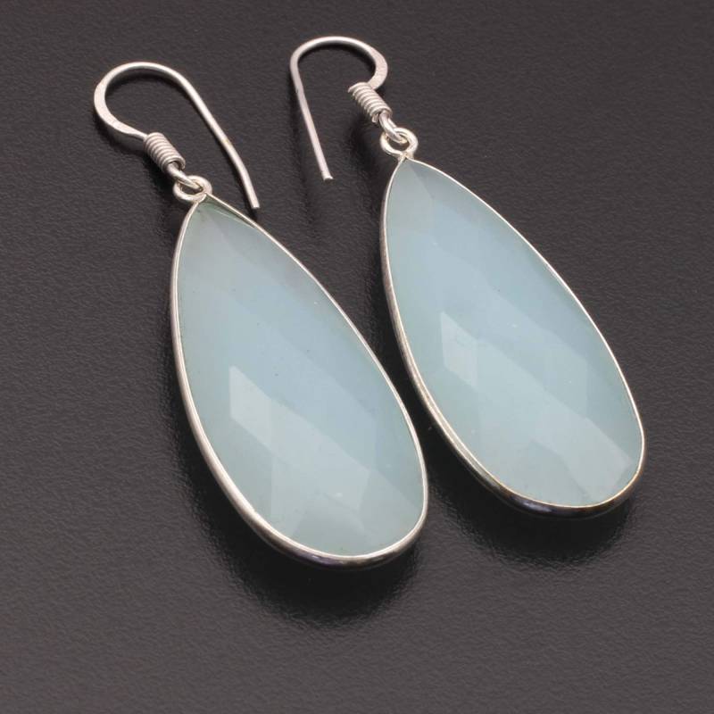 Chalcedon Ohrringe Edelstein Mädchen Schmuck Geschenk Für Sie Sterling Versilbert Xy68 von MadonnaJewellery