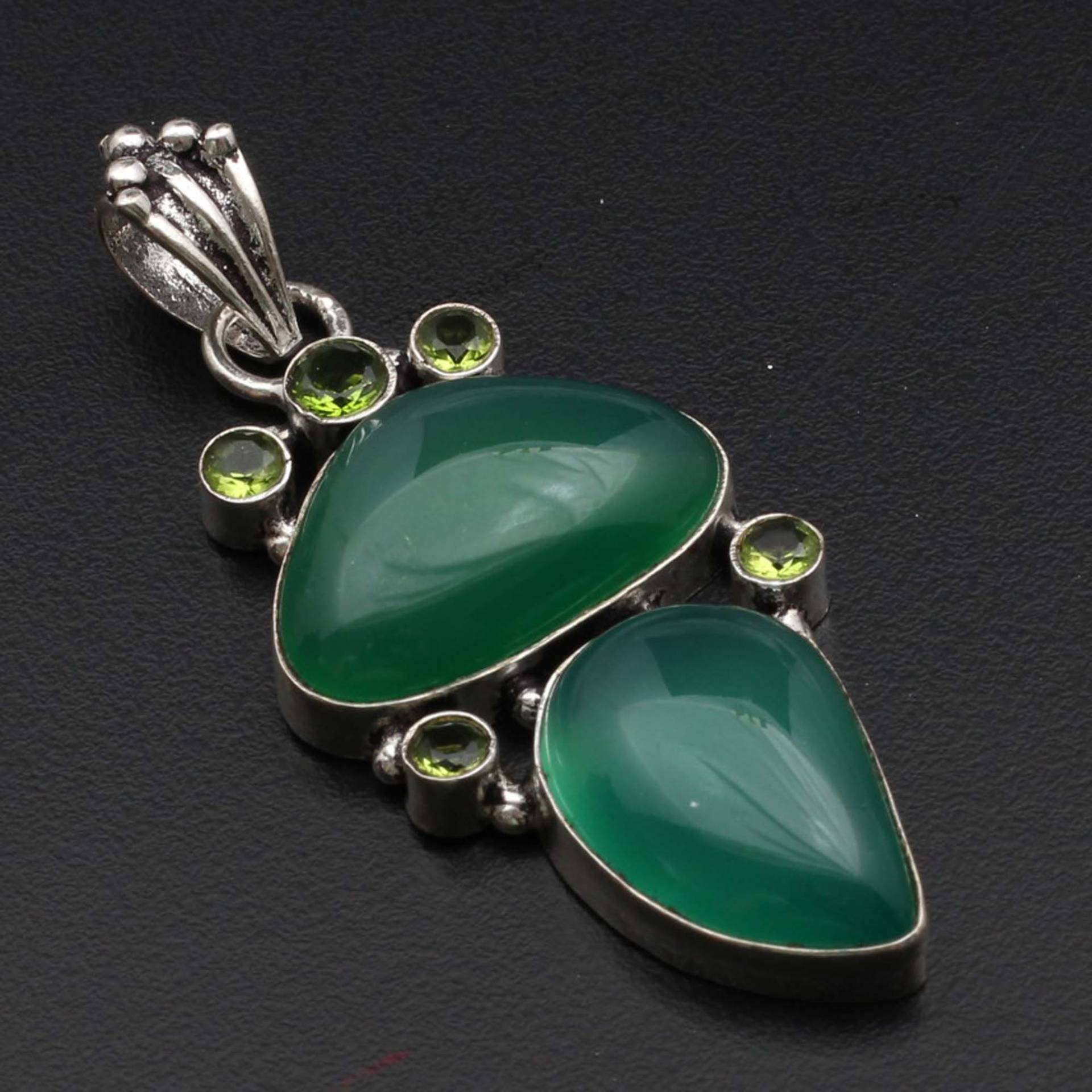 Chalcedon Peridot Anhänger Edelstein Schmuck Frau Halskette Geschenk Für Sie Sterling Versilbert Xy1623 von MadonnaJewellery