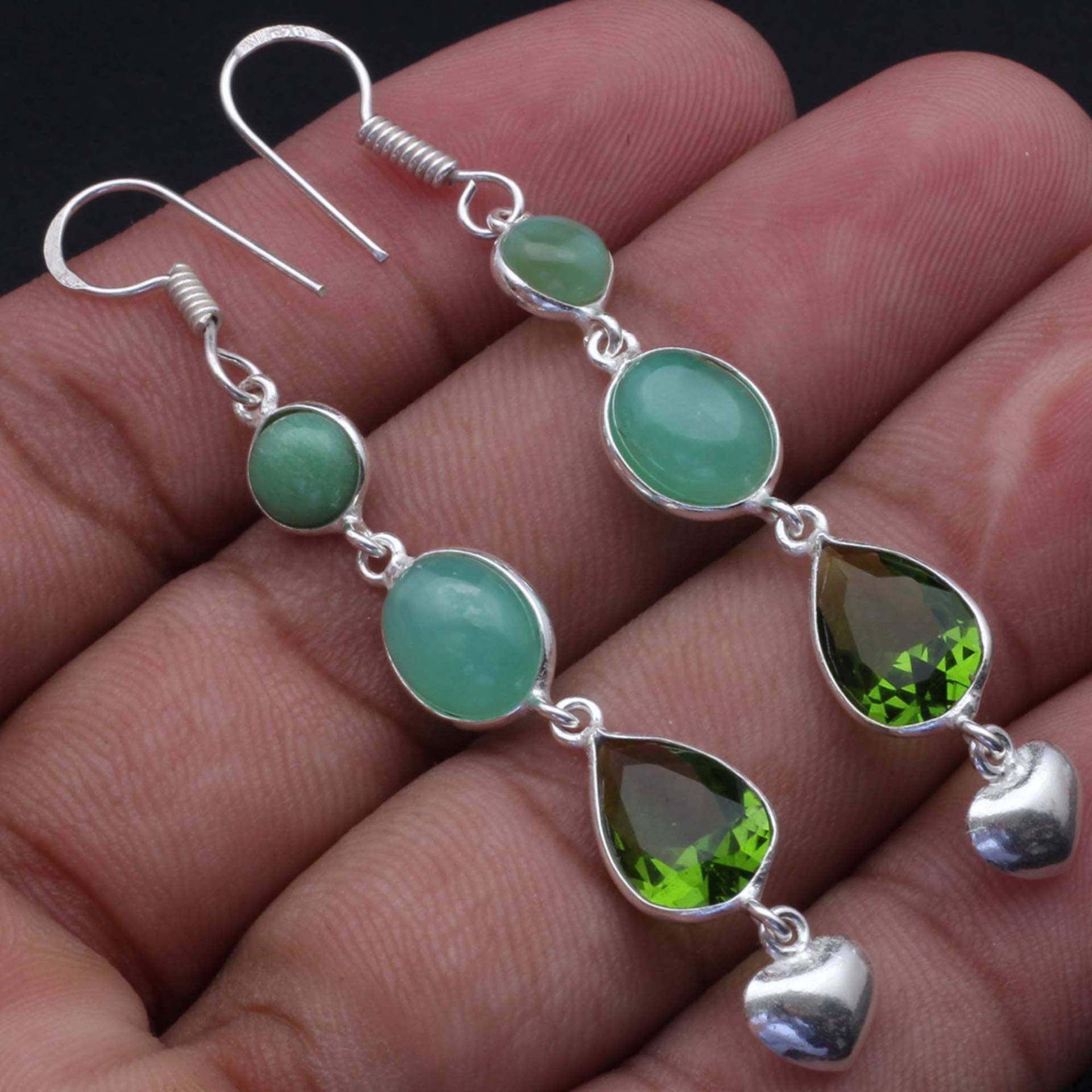 Chalcedon Peridot Quarz Ohrringe Edelstein Mädchen Schmuck Geschenk Für Sie Sterling Versilbert Xy351 von MadonnaJewellery