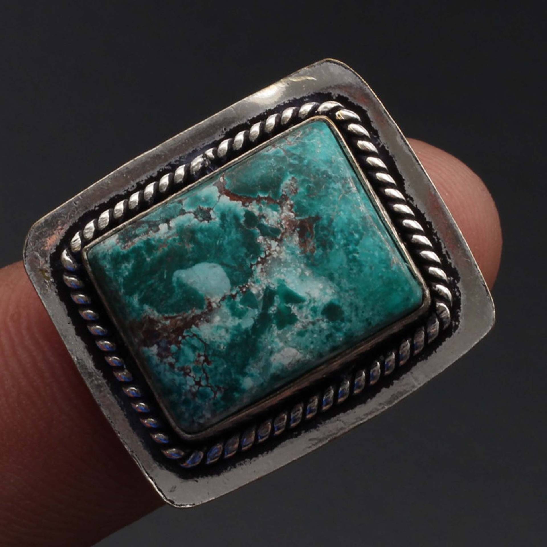 Chrysocolla Ring Frau Edelstein Antik Schmuck Geschenk Für Mädchen Sterling Versilbert Sie Xy1511 von MadonnaJewellery