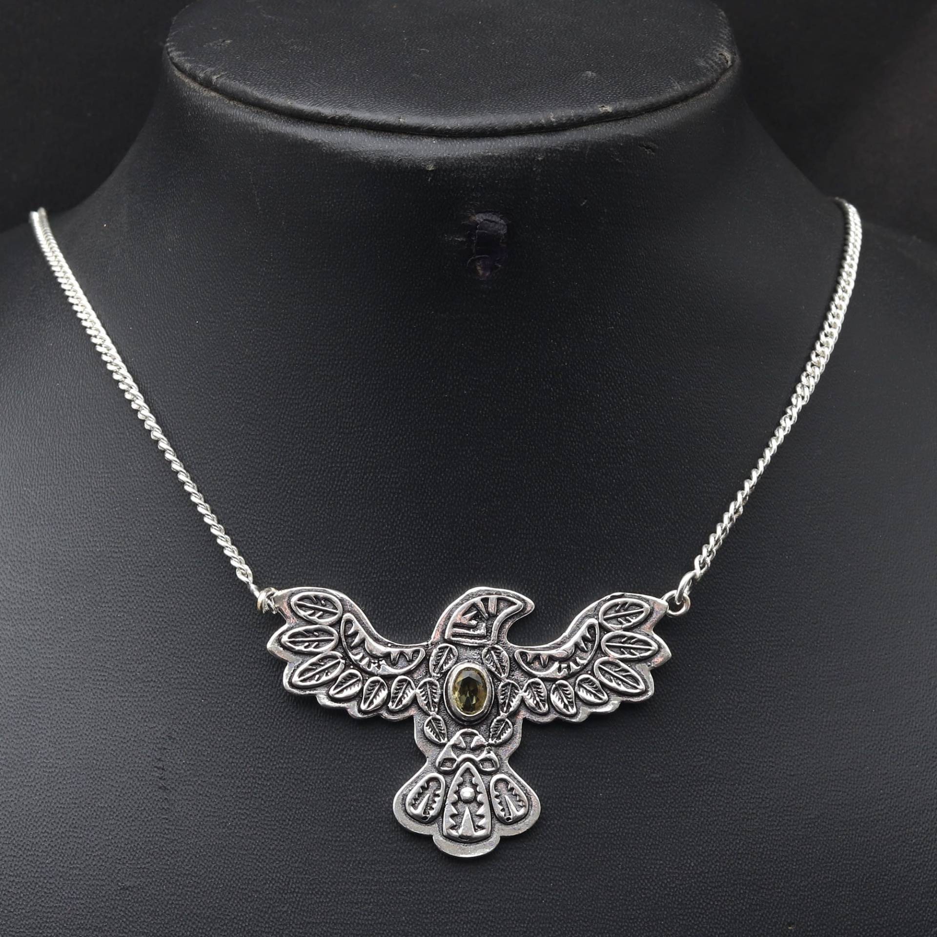 Citrin Quarz Edelstein Halskette Adler Fliegender Stil Geschenk Für Sie Sterling Versilbert Ihn Schmuck von MadonnaJewellery