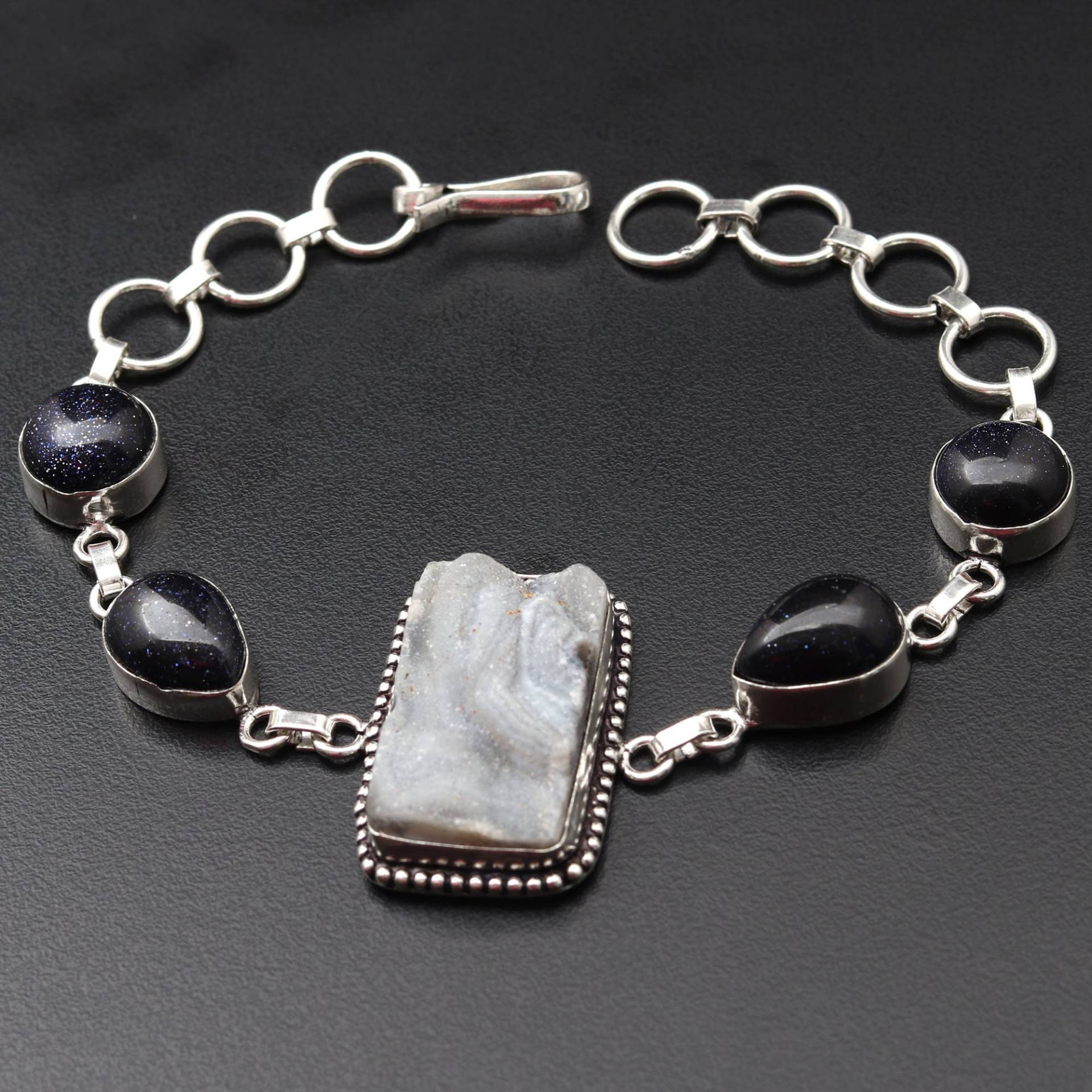 Conchine Achat Sonnenstein Edelstein Schmuck Geschenk Für Mädchen Armband Sie Sterling Silber Plissee Schönes von MadonnaJewellery