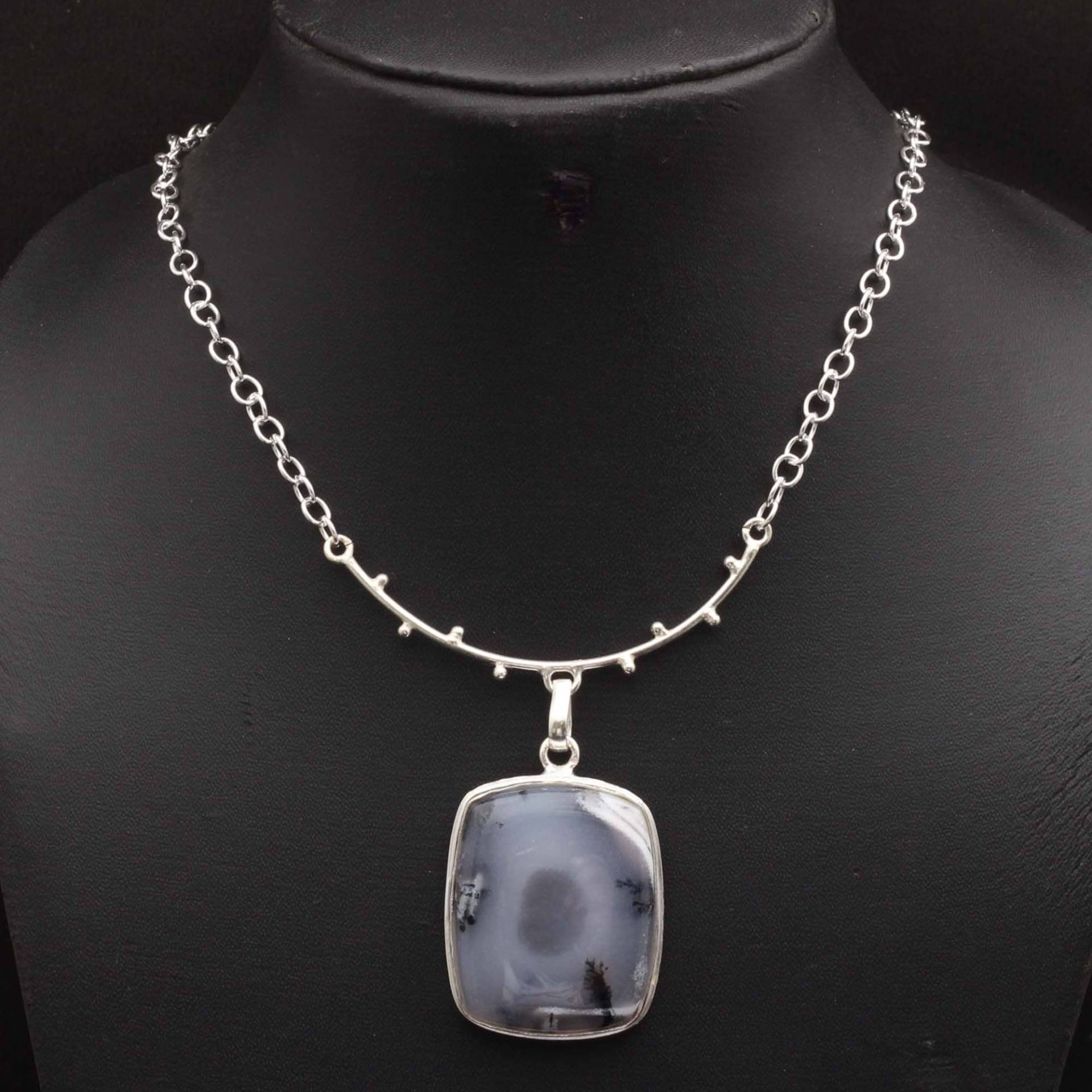 Dendrit Opal Edelstein Halskette Frau Schmuck Geschenk Für Sie Sterling Versilbert Mädchen Anhänger Xy1713 von MadonnaJewellery