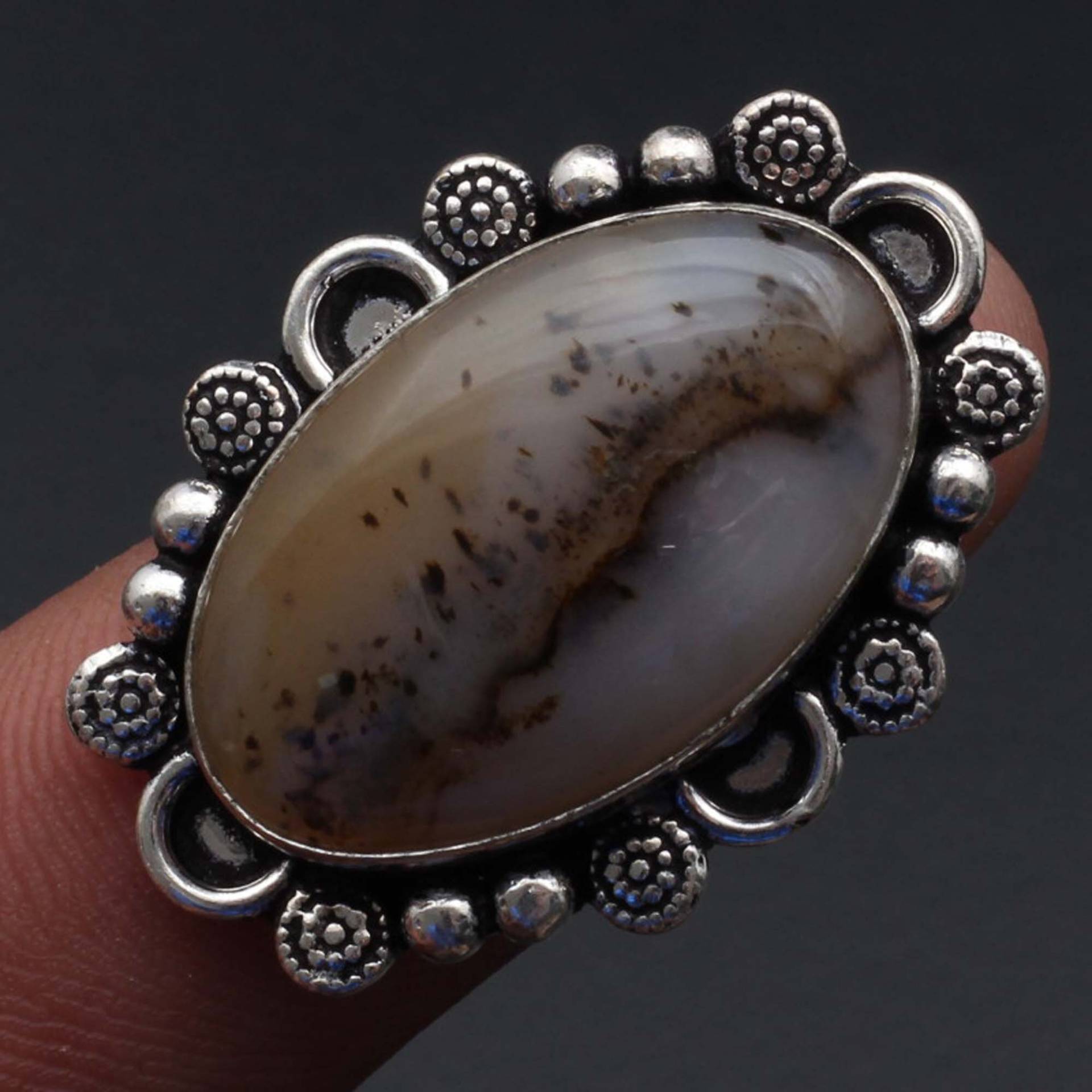 Dendrit Opal Ring Frau Edelstein Antik Schmuck Geschenk Für Mädchen Sterling Versilbert Sie Xy1525 von MadonnaJewellery