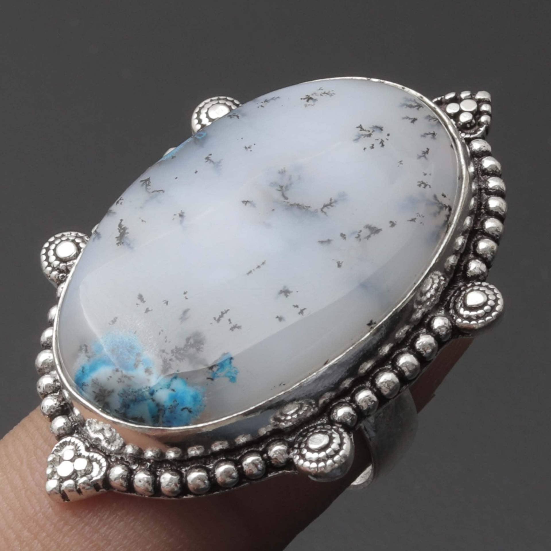 Dendrit Opal Ring Frau Edelstein Antik Schmuck Geschenk Für Mädchen Sterling Versilbert Sie Xy2254 von MadonnaJewellery