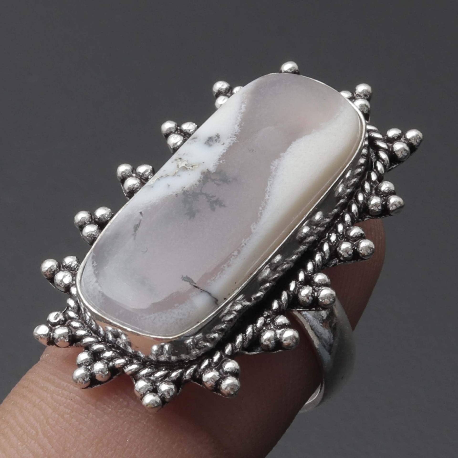 Dendrit Opal Ring Frau Edelstein Antik Schmuck Geschenk Für Mädchen Sterling Versilbert Sie Xy2259 von MadonnaJewellery