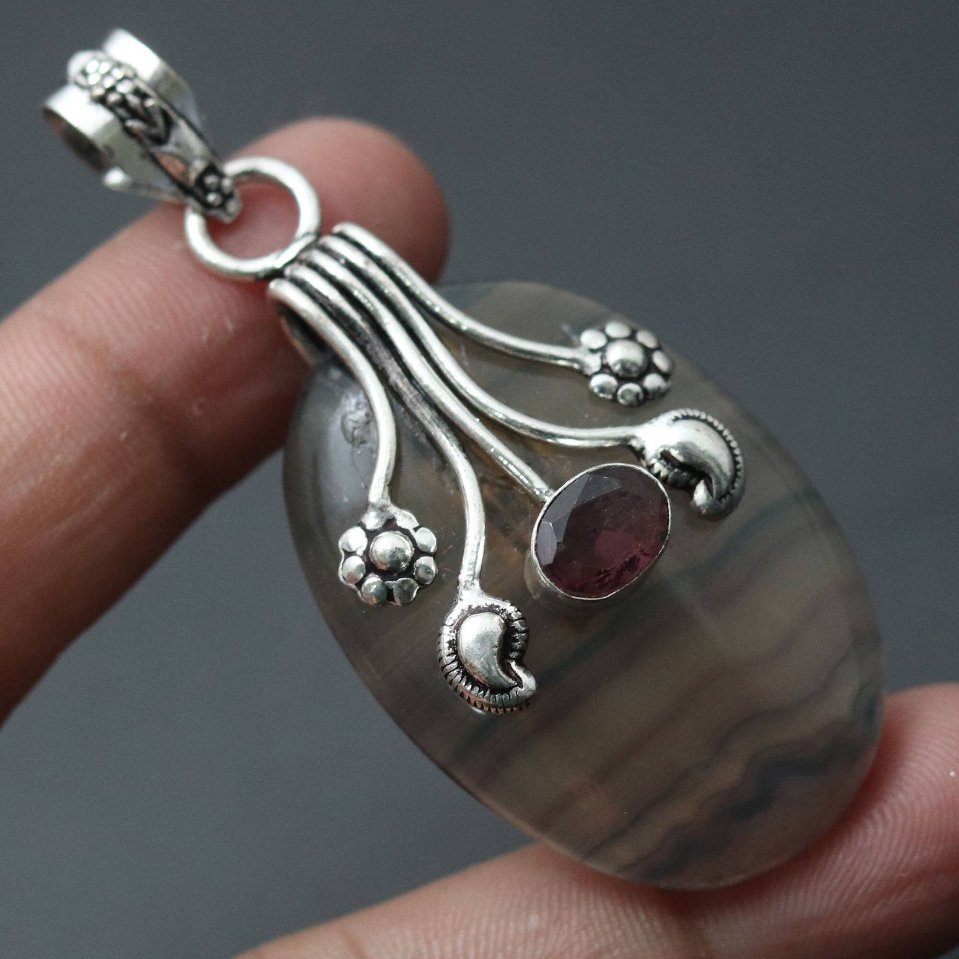 Fluorit Amethyst Quarz Anhänger Edelstein Schmuck Geschenk Für Sie Sterling Silber Überzogene Fluorit Amethyst Quarz Anhänger Edelstein Schmuck Geschenk Für Sie Sterling Silber Überzogene von MadonnaJewellery