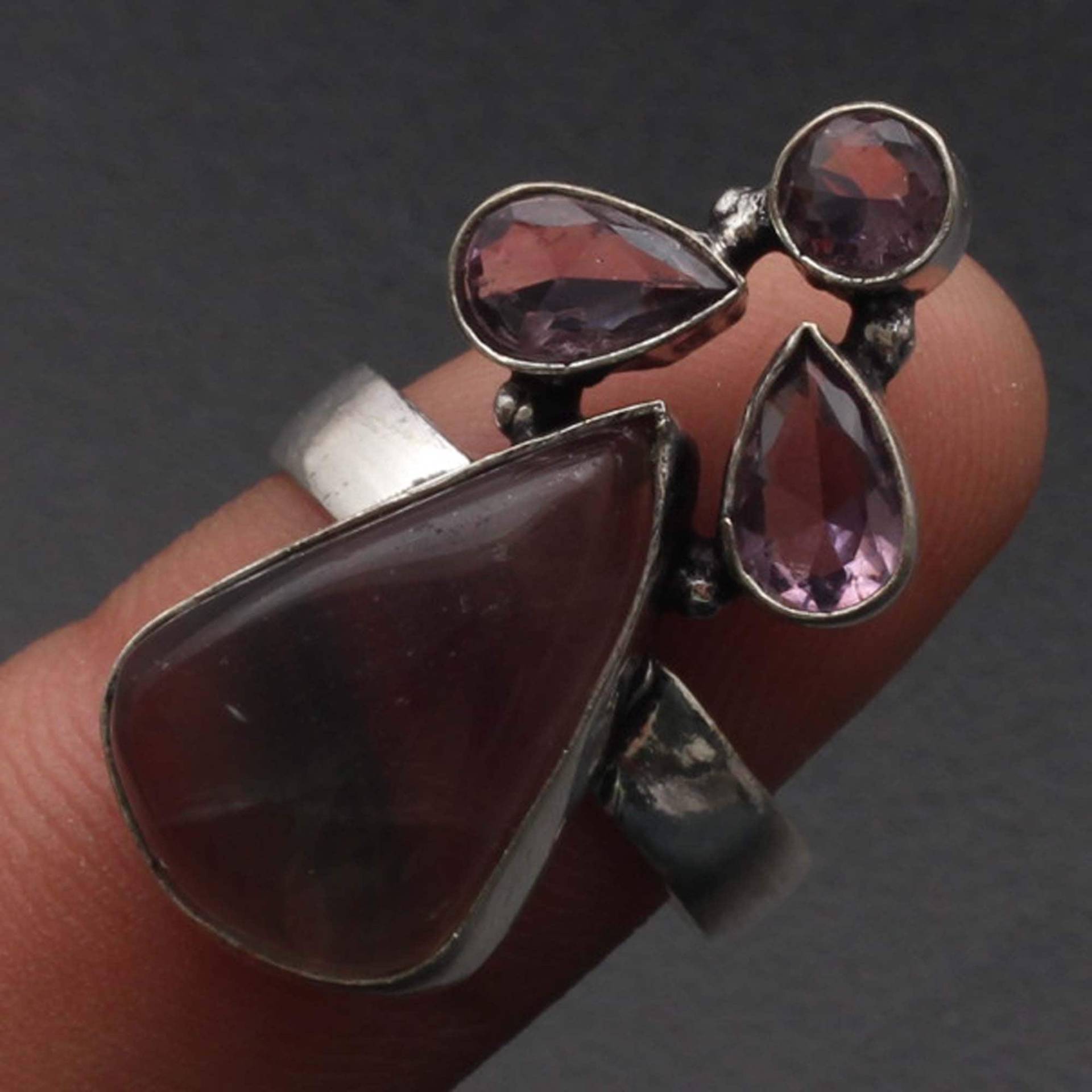 Grüne Spitze Onyx Amethyst Quarz Edelstein Handgemacht Ring Geschenk Für Ihn 925 Sterling Versilbert Schmuck Sie Xy862 von MadonnaJewellery