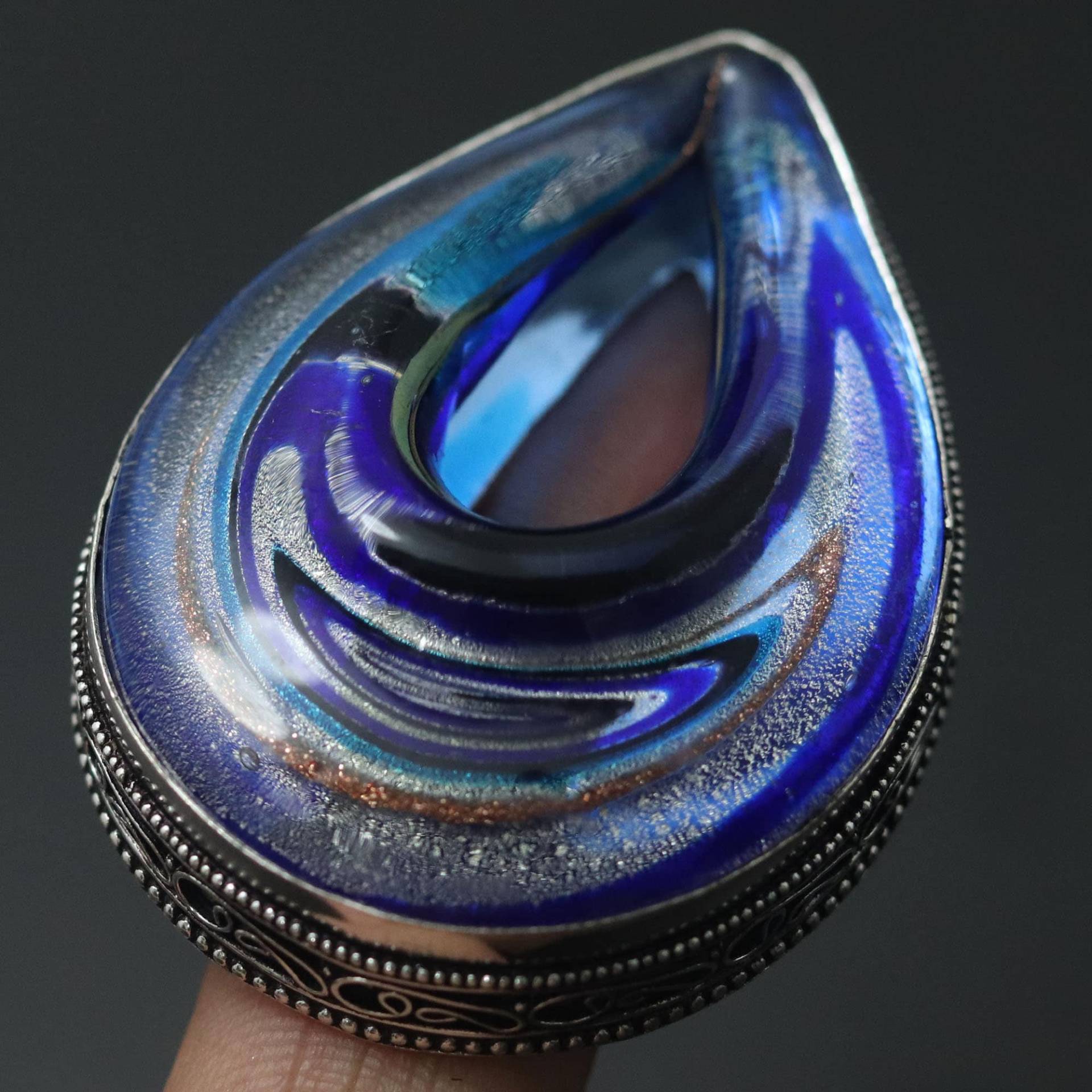Handgemachter Dico Glas Edelstein Ring Schmuck Geschenk Für Ihn Vintage Stil Sterling Versilbert Sie von MadonnaJewellery