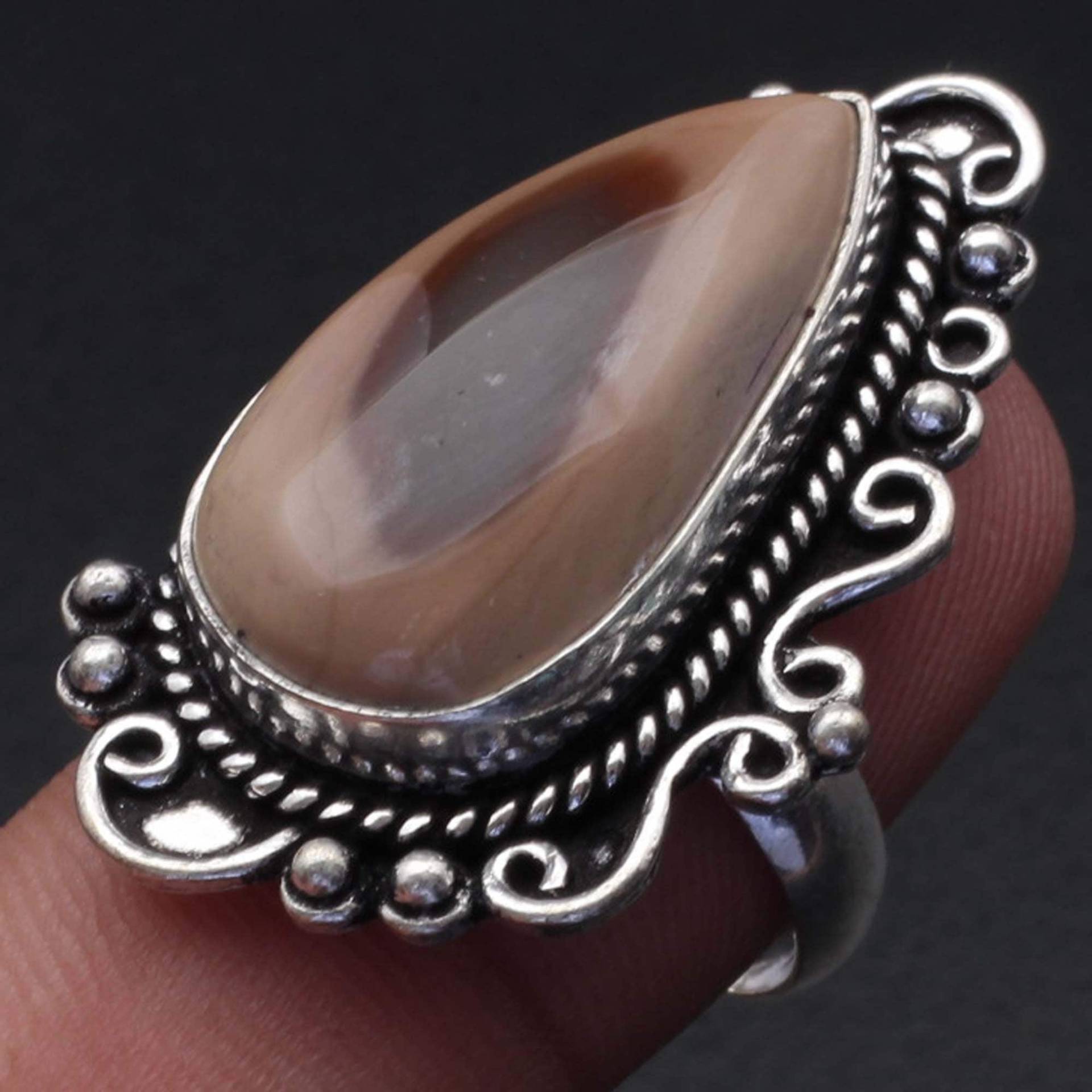 Imperial Jaspis Ring, Schmuck Ring Natur Edelstein Antik Stil Sterling Versilbert Mädchen Für Geschenk Sie Xy497 von MadonnaJewellery