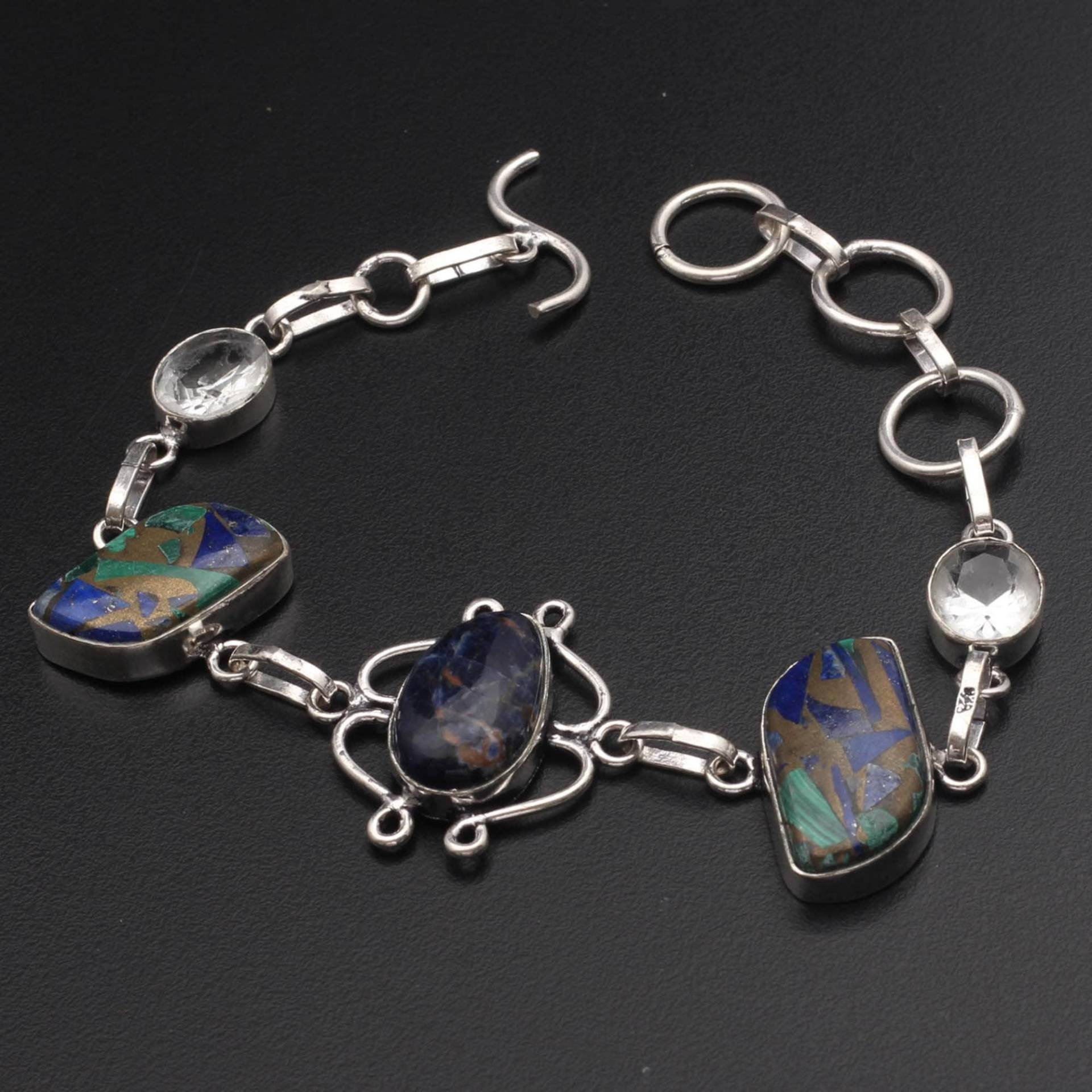 Kupfer Lapis Lazuli Edelstein Armband Schmuck Geschenk Für Mädchen Sie Sterling Silber Plissee Xy1749 von MadonnaJewellery