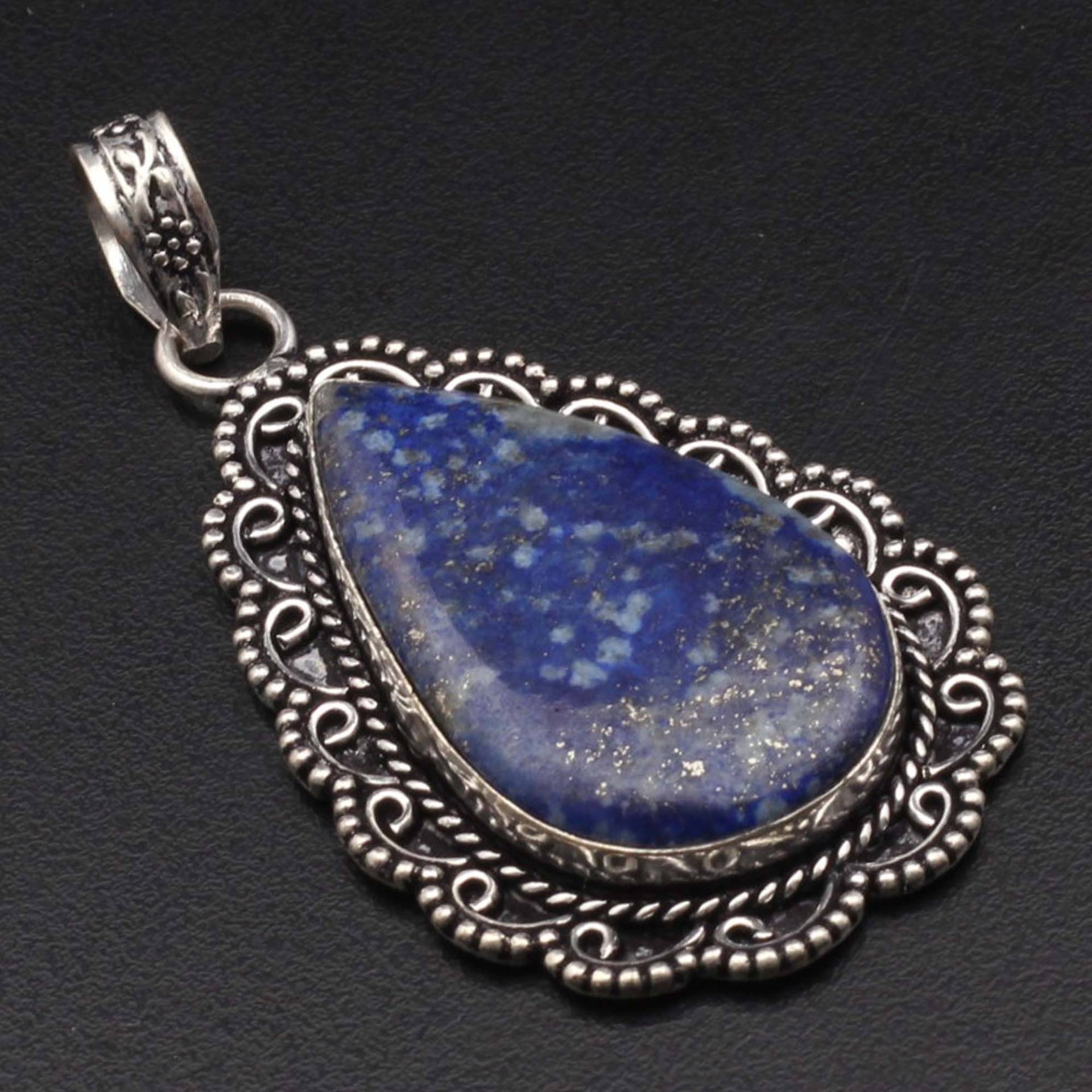 Lapislazuli Anhänger, Edelstein Schmuck Frau Halskette Anhänger Geschenk Für Sie Sterling Versilbert Mädchen Xy972 von MadonnaJewellery