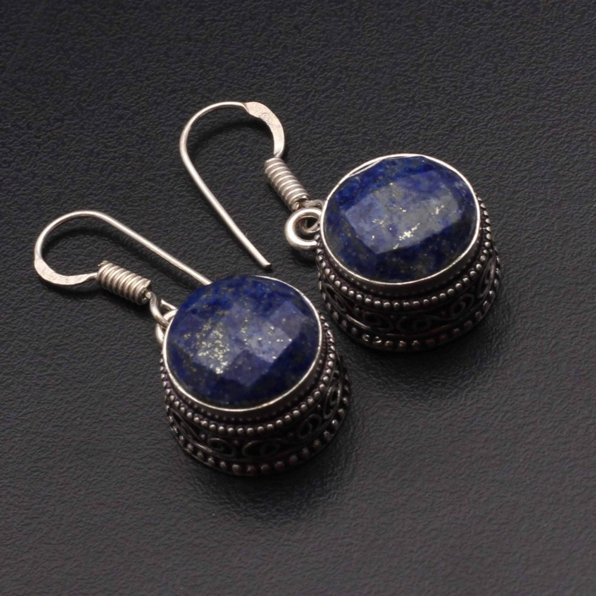 Lapislazuli Ohrringe, Vintage Style Mädchen Edelstein Schmuck Geschenk Für Sie Ohrringe Sterling Versilbert Xy1050 von MadonnaJewellery