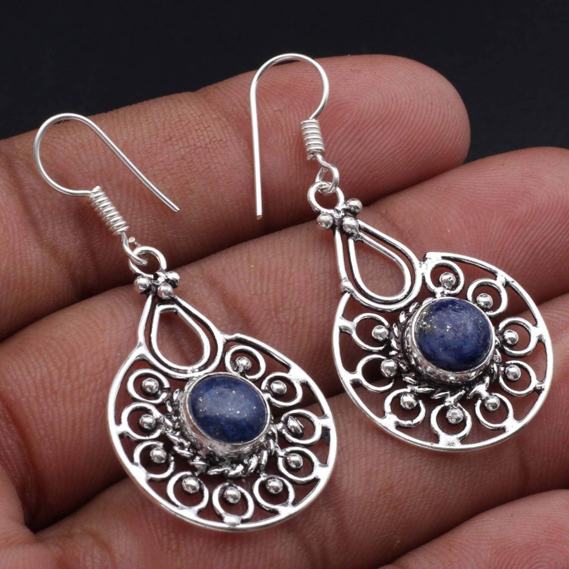 Lapislazuli Ohrringe Schmuck Antik Stil Geschenk Für Mädchen Sterling Versilbert Edelstein Xy-2055 von MadonnaJewellery