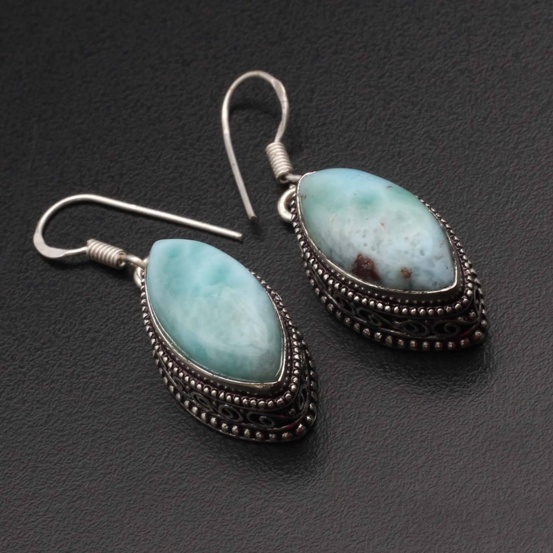 Larimar Ohrringe, Vintage Style Mädchen Edelstein Schmuck Geschenk Für Sie Ohrringe Sterling Versilbert Xy1019 von MadonnaJewellery