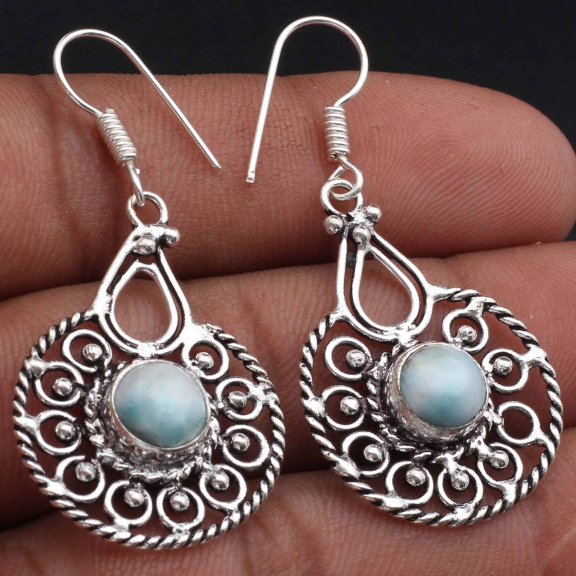 Larimar Ohrringe Schmuck Antik Stil Geschenk Für Mädchen Sterling Versilbert Edelstein Xy-2059 von MadonnaJewellery