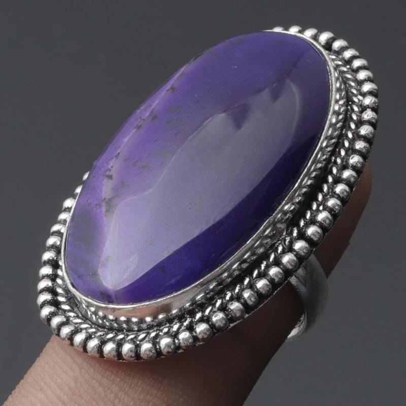 Lila Dendrit Opal Ring Frau Edelstein Antik Schmuck Geschenk Für Mädchen Sterling Versilbert Sie Xy2245 von MadonnaJewellery