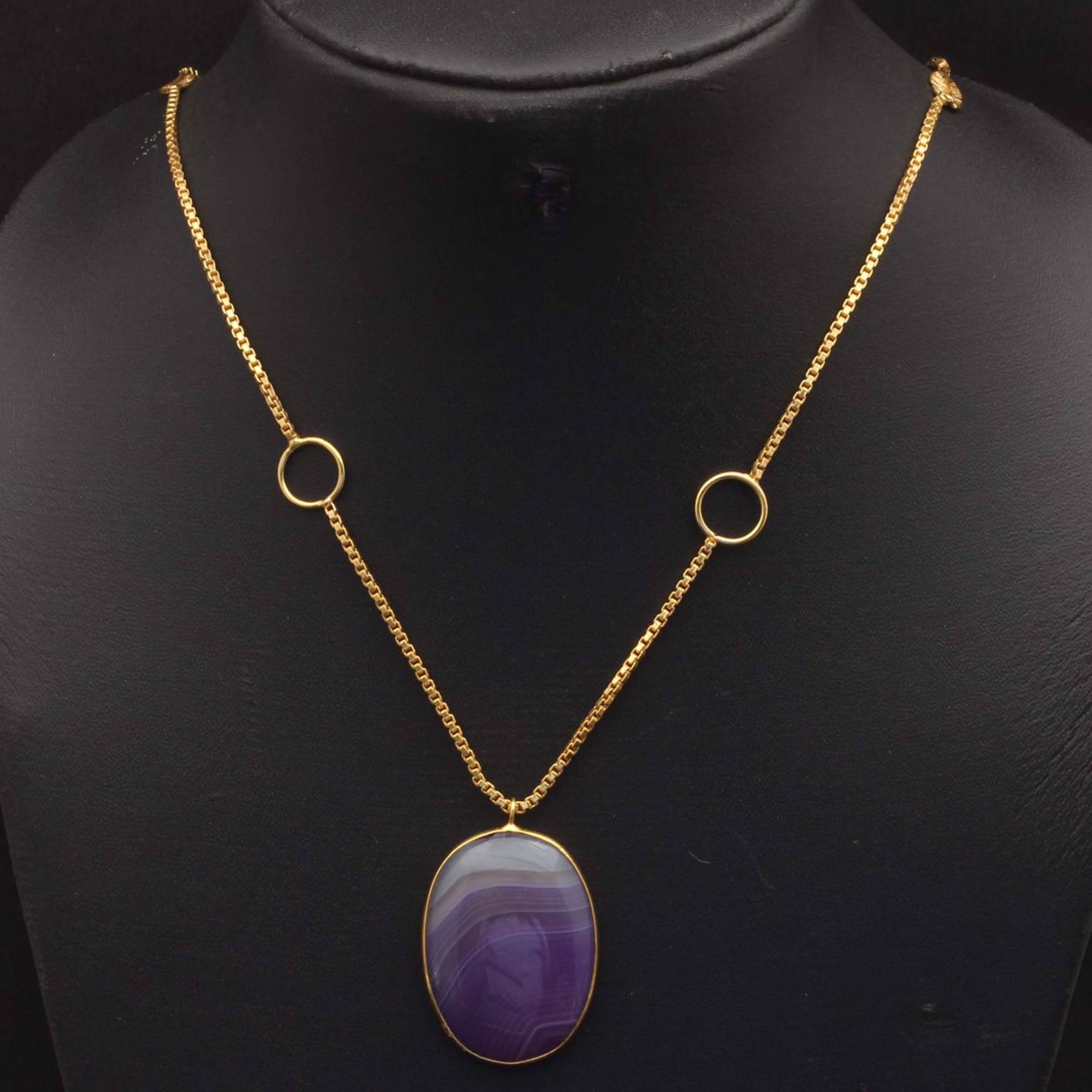 Lila Spitze Onyx Edelstein 925 Sterling Vergoldet Anhänger + Kette Halskette Geschenk Für Sie Versilbert Xy 701 von MadonnaJewellery