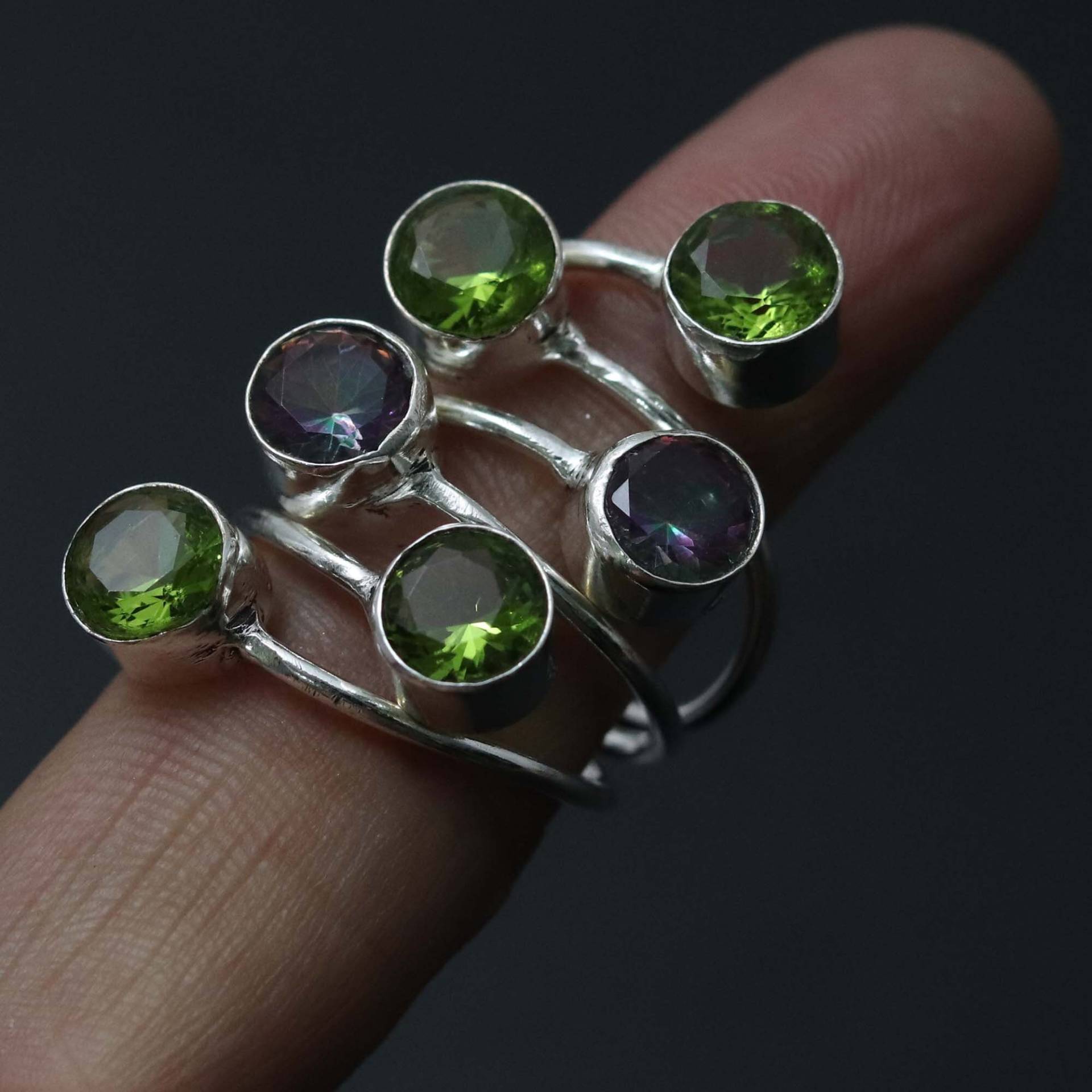 Mystic Topaz Peridot Quarz Edelstein Handgemacht Ring Geschenk Für Ihn 925 Sterling Versilbert Schmuck Sie von MadonnaJewellery