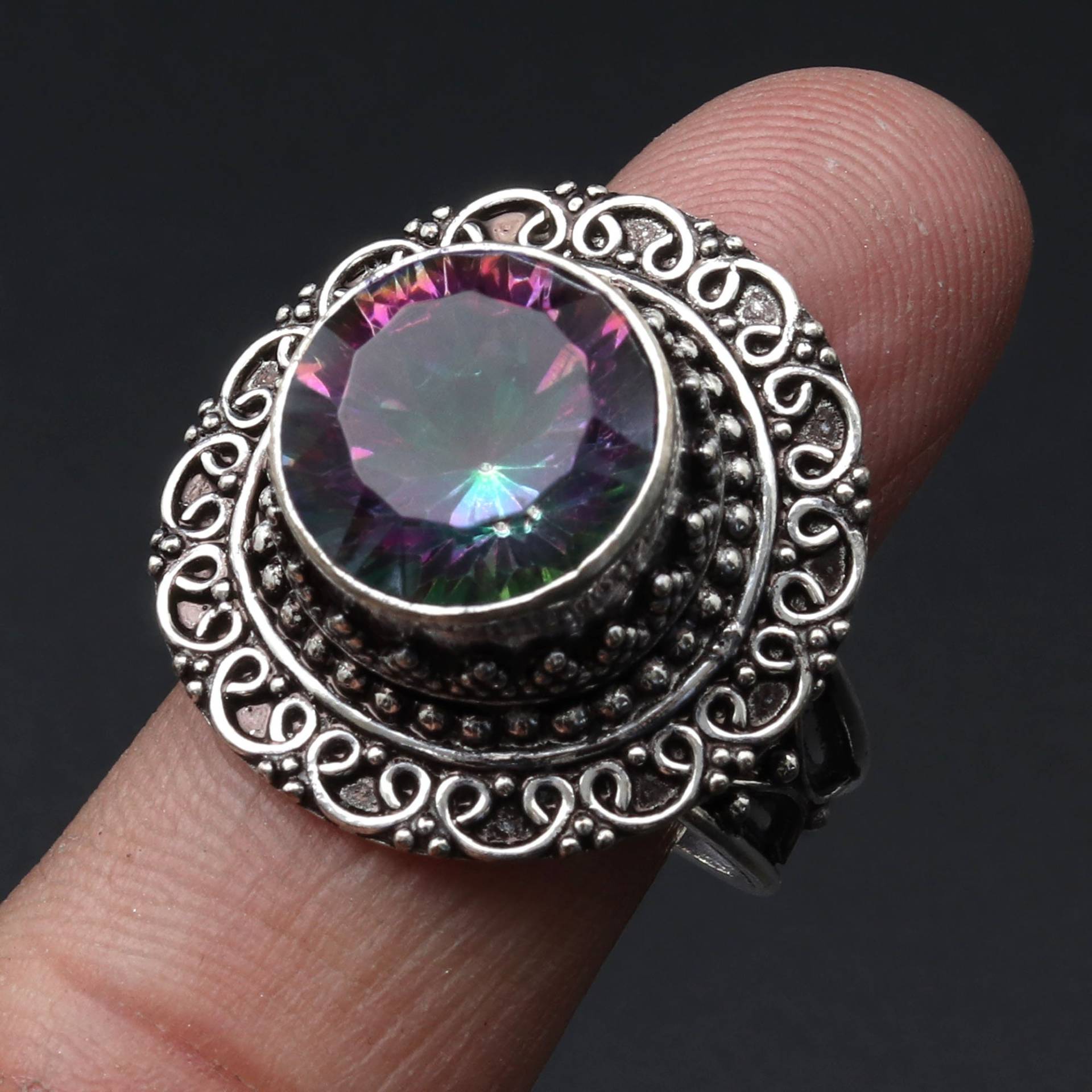 Mystisch Topas Ring, Schmuck Ring Edelstein Vintage Stil Sterling Versilbert Mädchen Für Geschenk Sie von MadonnaJewellery