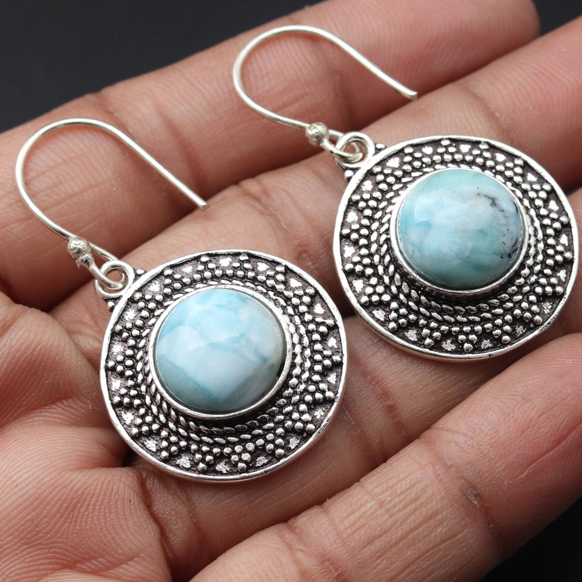 Natürliche Larimar Ohrringe, Edelstein Mädchen Ohrringe Schmuck Geschenk Für Sie Frau Unikat Stil von MadonnaJewellery