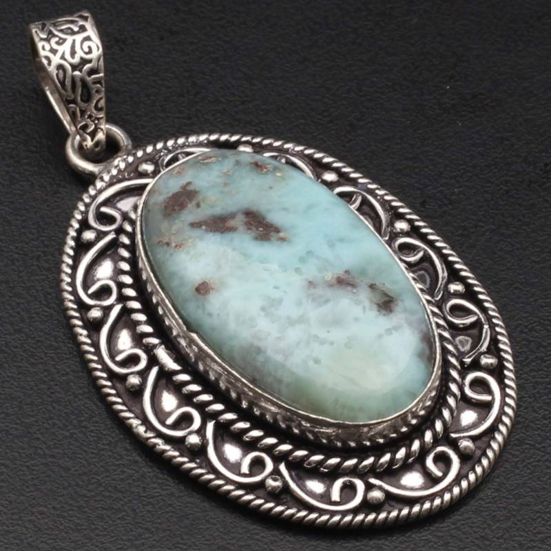 Natürlicher Larimar Anhänger, Edelstein Schmuck Frau Halskette Anhänger Geschenk Für Sie Sterling Versilbert Mädchen Xy1006 von MadonnaJewellery