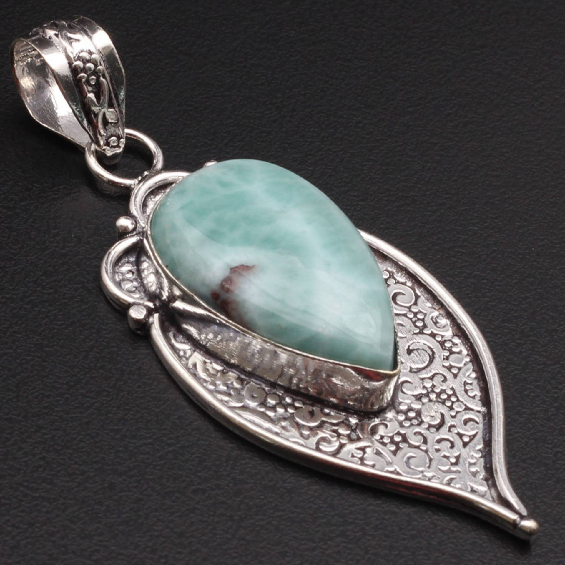 Natürlicher Larimar Anhänger, Edelstein Schmuck Frau Halskette Anhänger Geschenk Für Sie Sterling Versilbert Mädchen Xy1306 von MadonnaJewellery