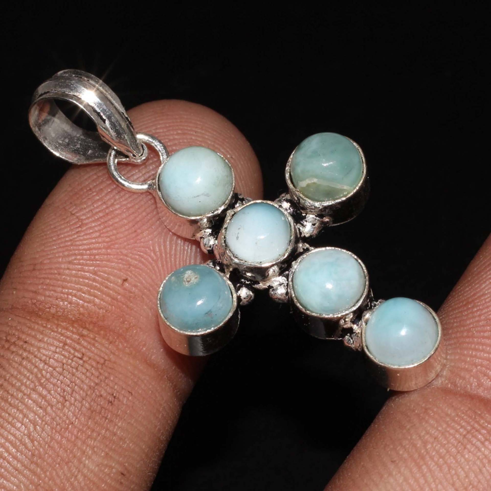 Natürlicher Larimar Anhänger Edelstein Schmuck Frau Halskette Geschenk Für Sie Sterling Versilbert Xy2124 von MadonnaJewellery