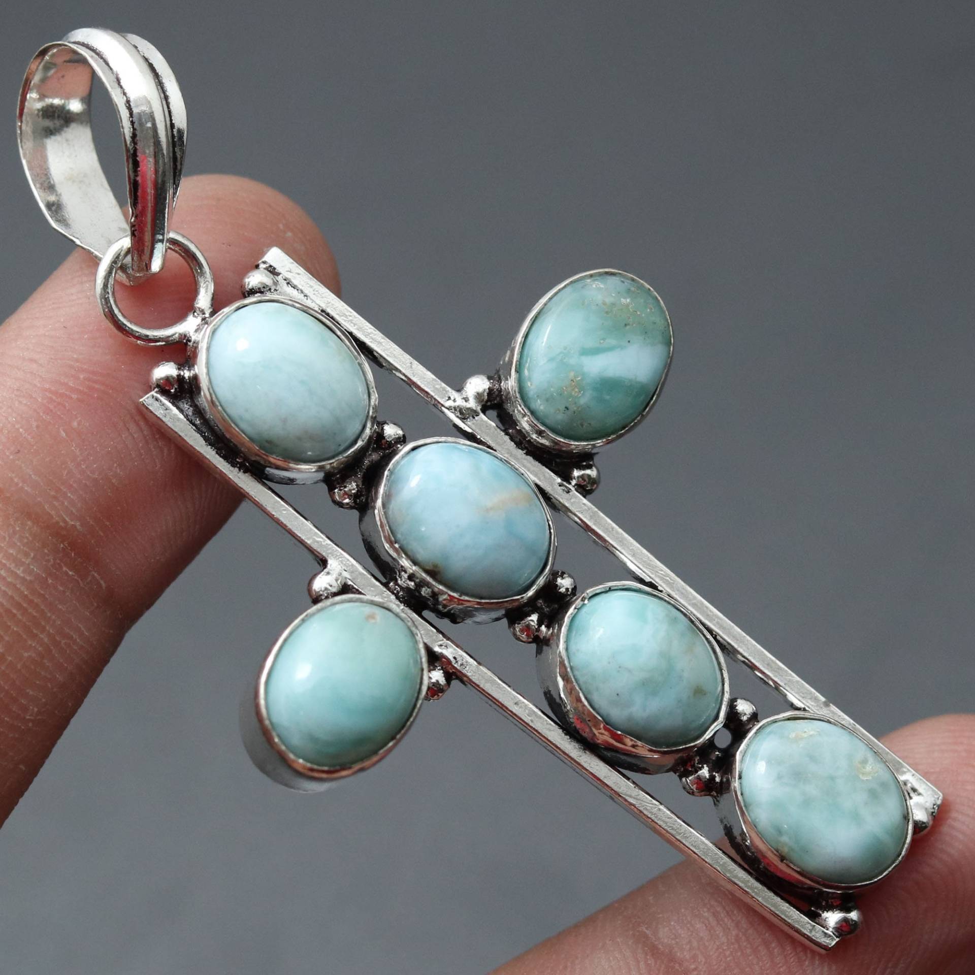 Natürlicher Larimar Edelstein Anhänger Schmuck Geschenk Für Sie Sterling Versilbert Forhim von MadonnaJewellery