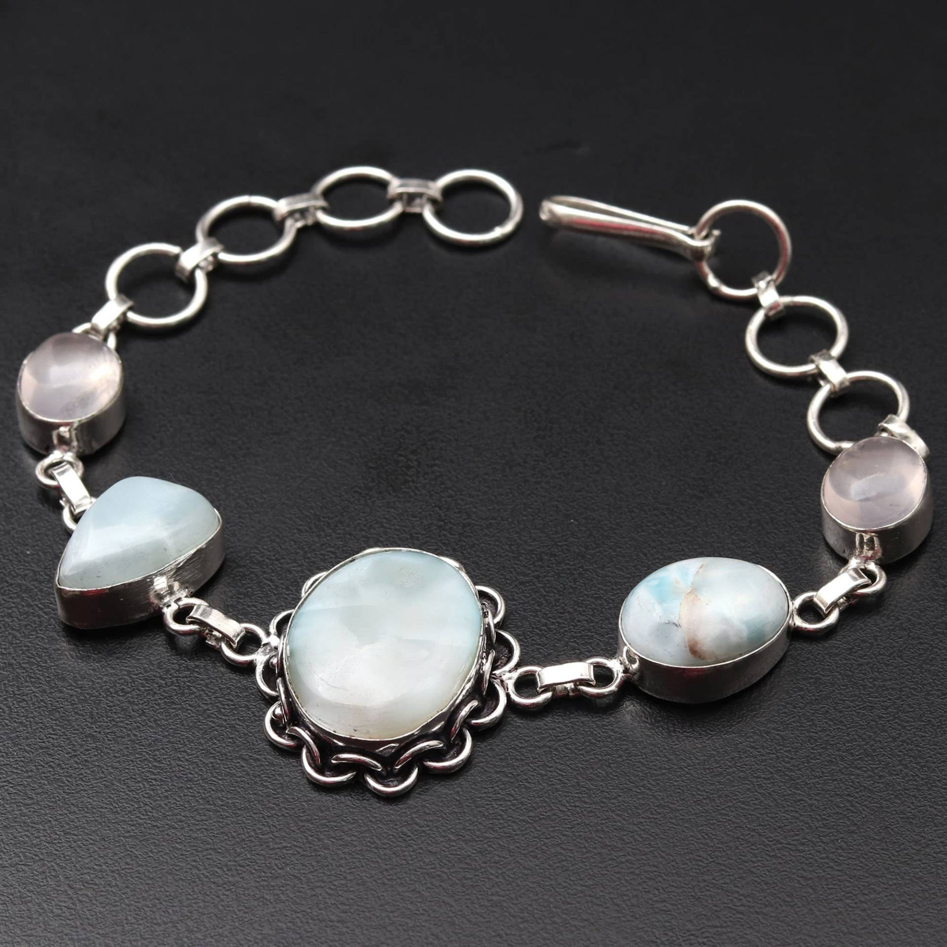 Natürlicher Larimar Quarz Edelstein Schmuck Geschenk Für Mädchen Armband Sie Sterling Silber Plissiert Schönes von MadonnaJewellery