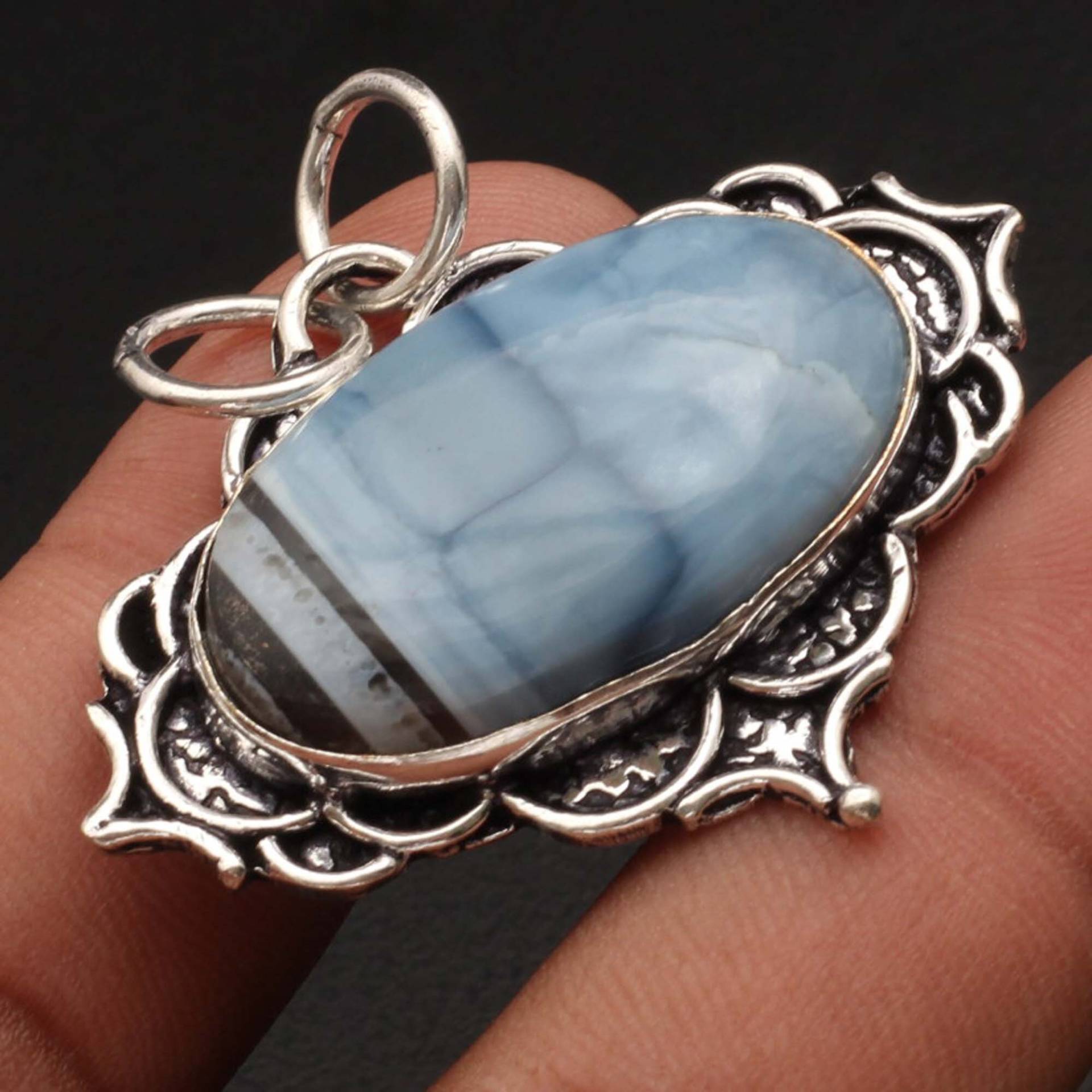 Owyhee Blauer Opal Anhänger Edelstein Schmuck Frau Halskette Geschenk Für Sie Sterling Versilbert Mädchen Xy1655 von MadonnaJewellery