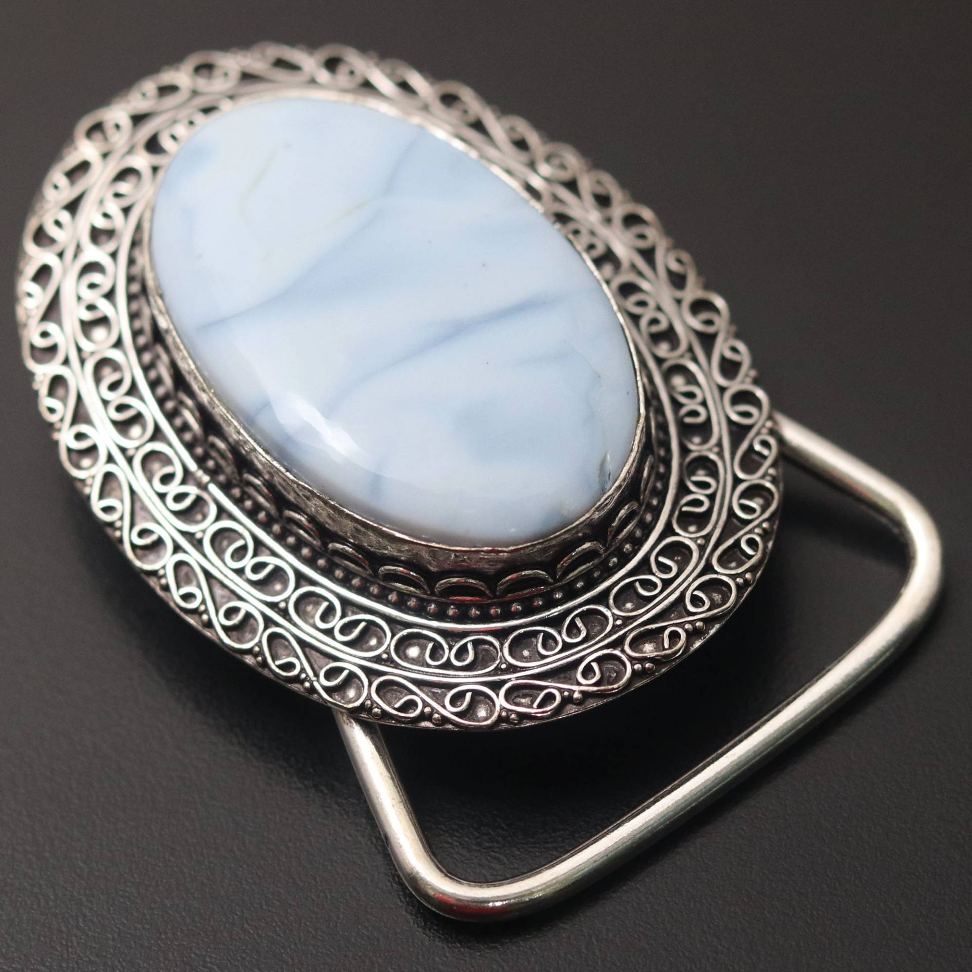 Owyhee Blauer Opal Edelstein Gürtelschnalle Sterling Silber Versilbert Schmuck, Unikat Geschenk Für Sie Schmuck von MadonnaJewellery