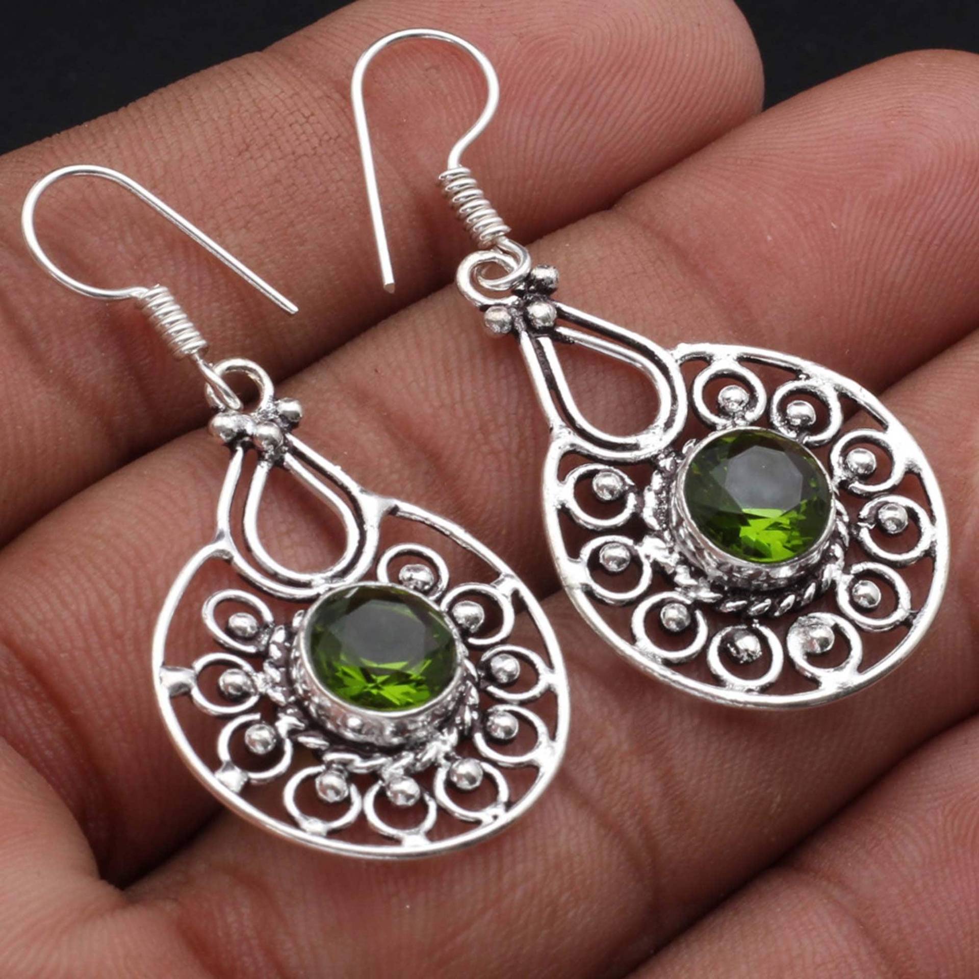 Peridot Quarz Ohrringe Schmuck Antik Stil Geschenk Für Mädchen Sterling Versilbert Edelstein Xy-2063 von MadonnaJewellery