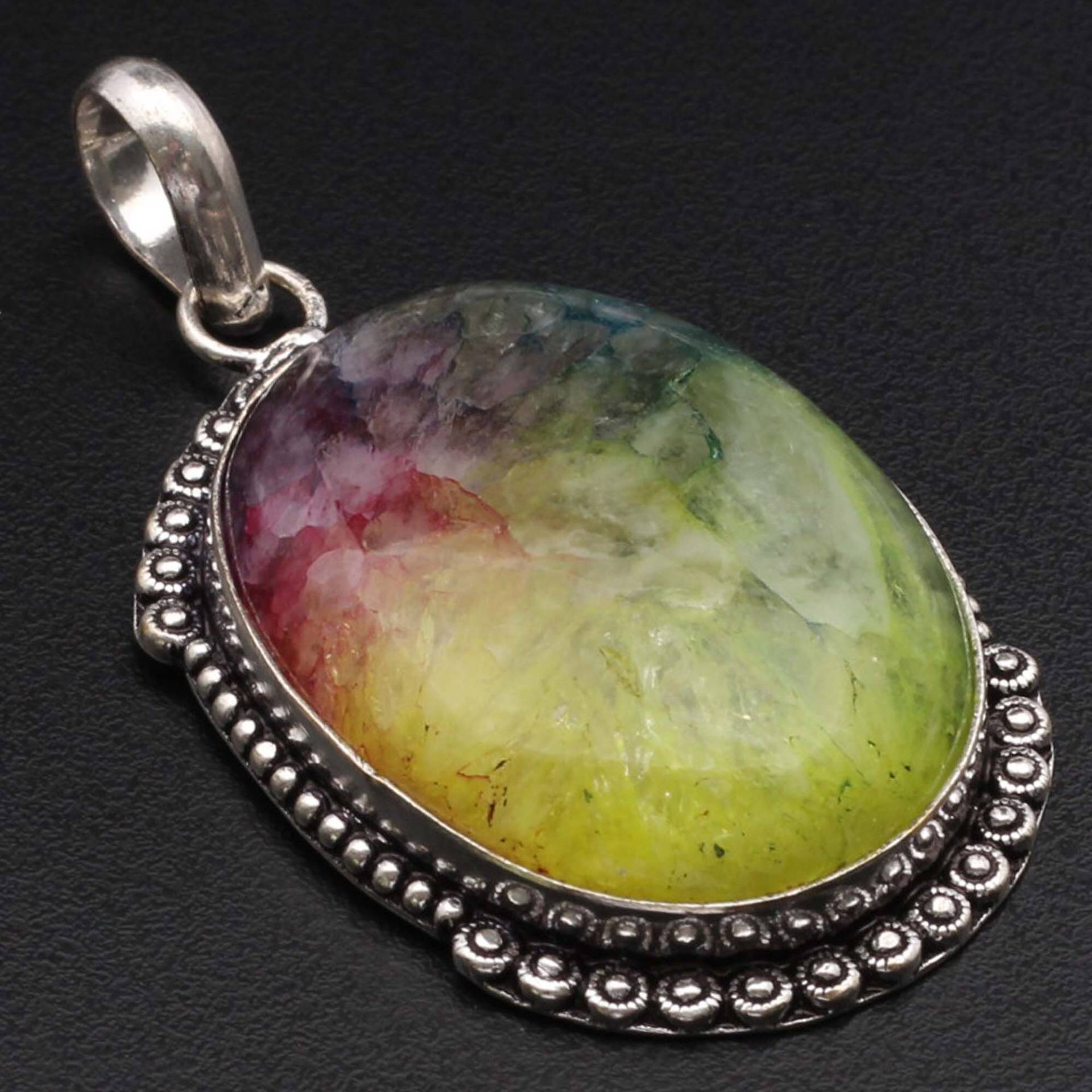 Regenbogen Scheibe Anhänger Edelstein Geschenk Für Sie & 925 Sterling Versilbert Schmuck Xy357 von MadonnaJewellery