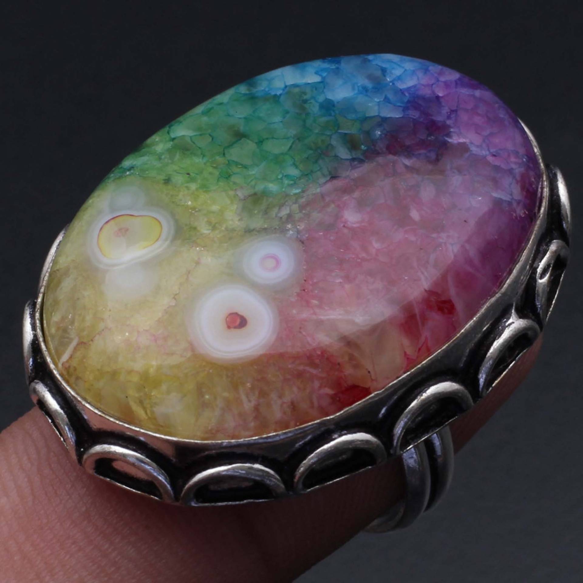 Regenbogenscheibe Wundervoller Ring Schmuck Frau Geschenk Für Sie Edelstein Modeschmuck Mädchen Xy477 von MadonnaJewellery