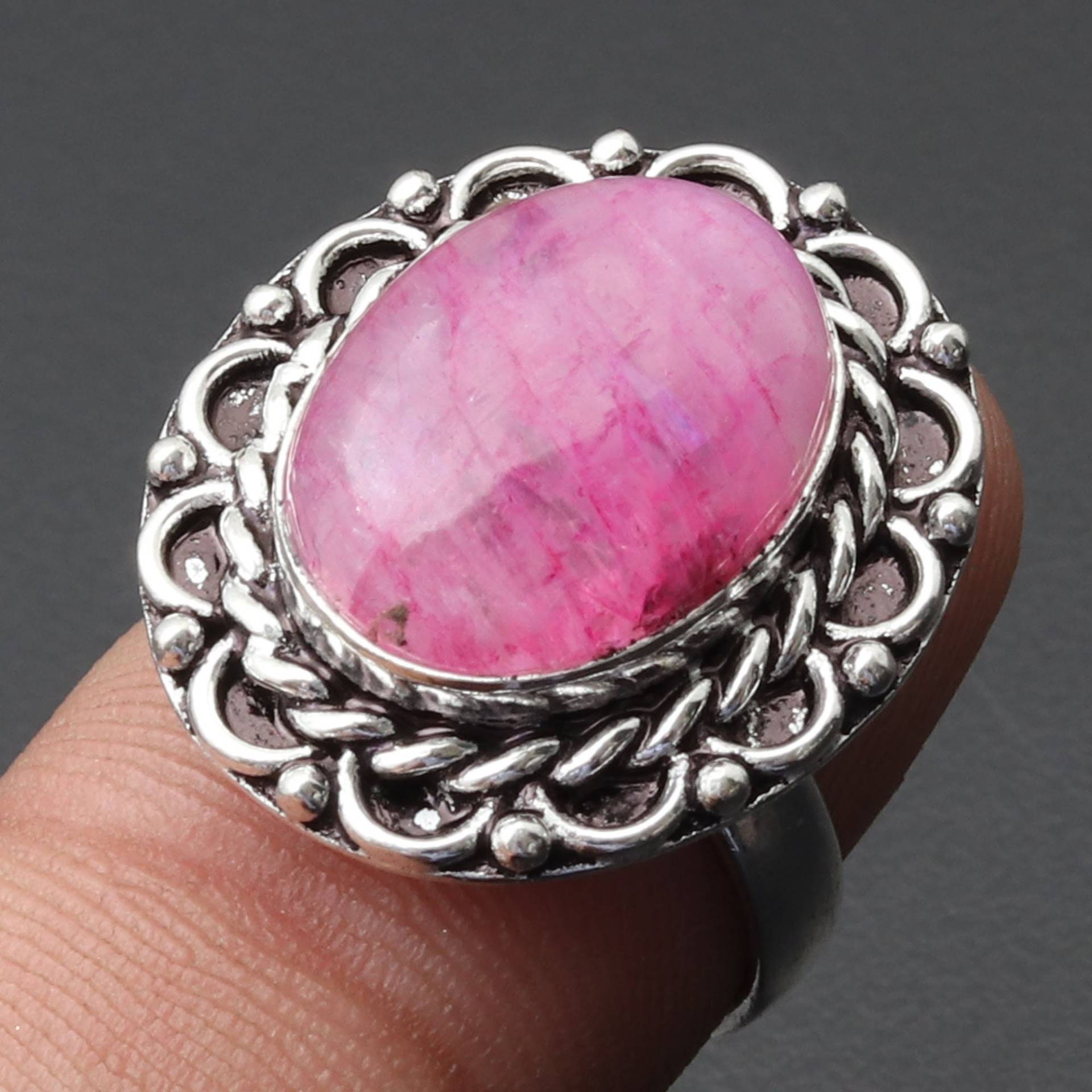 Rosa Mondstein Ring Unikat Stil Edelstein Schmuck Geschenk Für Mädchen Sterling Versilbert Sie von MadonnaJewellery