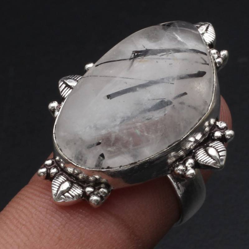 Schwarz Rutil Frau Edelstein Ring Antike Schmuck Geschenk Für Mädchen Sterling Silber Überzogene Ihren Xy1869 von MadonnaJewellery