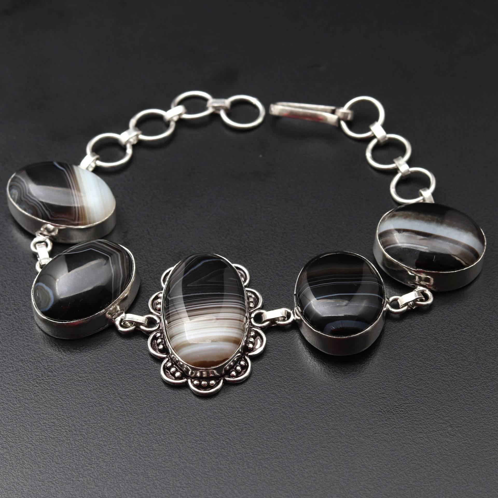 Schwarzer Onyx Edelstein Schmuck Geschenk Für Mädchen Armband Sie Sterling Silber Plissiert Schönes von MadonnaJewellery